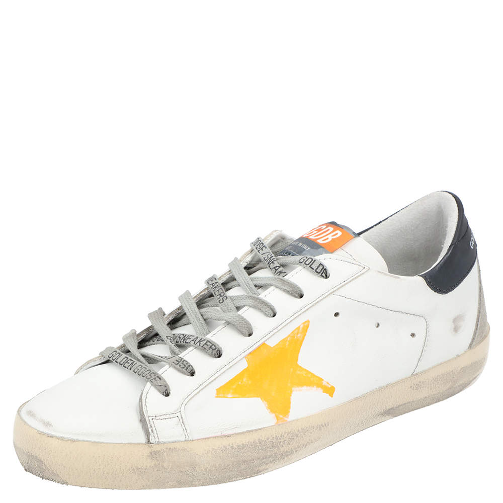 Pre Owned Golden Goose White/Yellow Superstar low-top sneakers Size EU 42