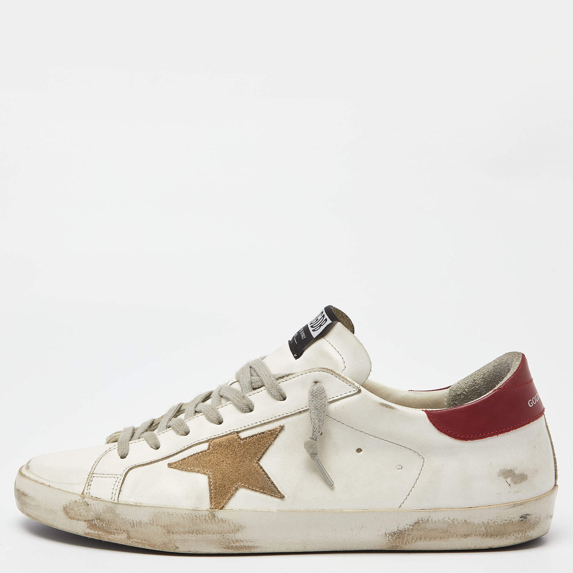 Golden Goose White/Grey Leather Superstar Low Top Sneakers Size 46