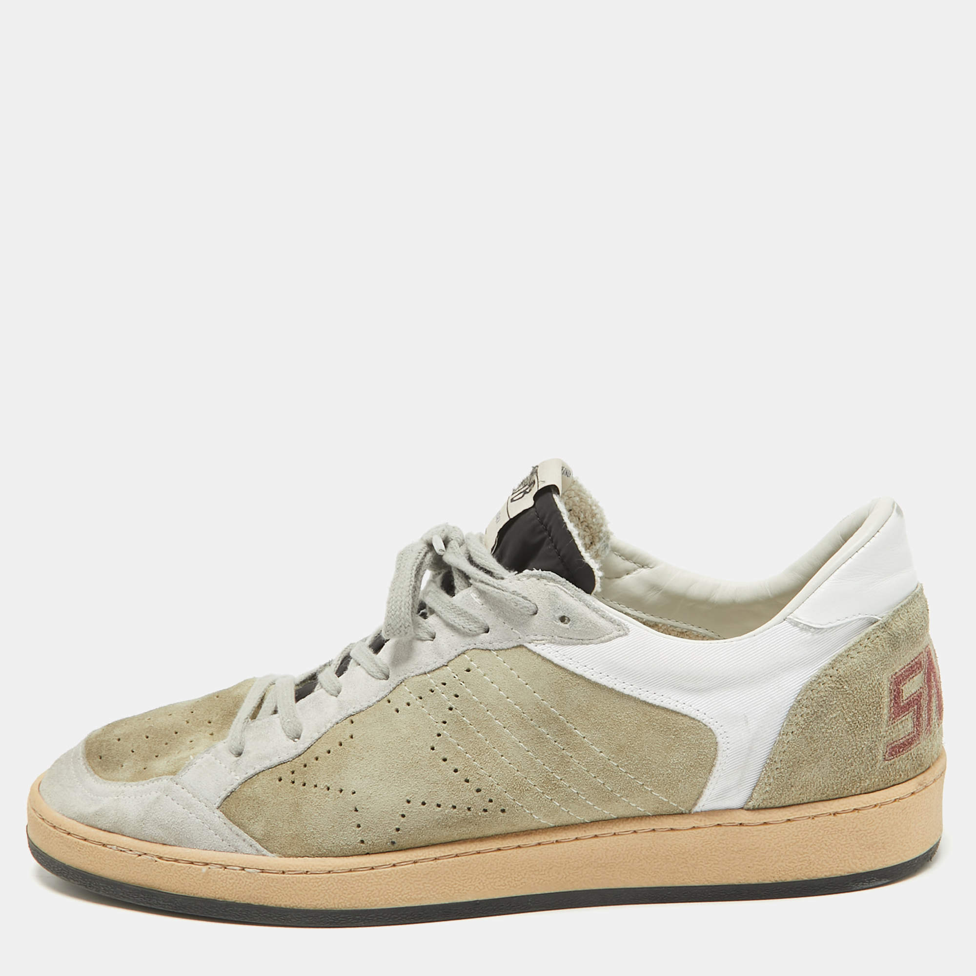 Golden Goose Grey Leather and Suede Ballstar Lace Up Sneakers Size 44