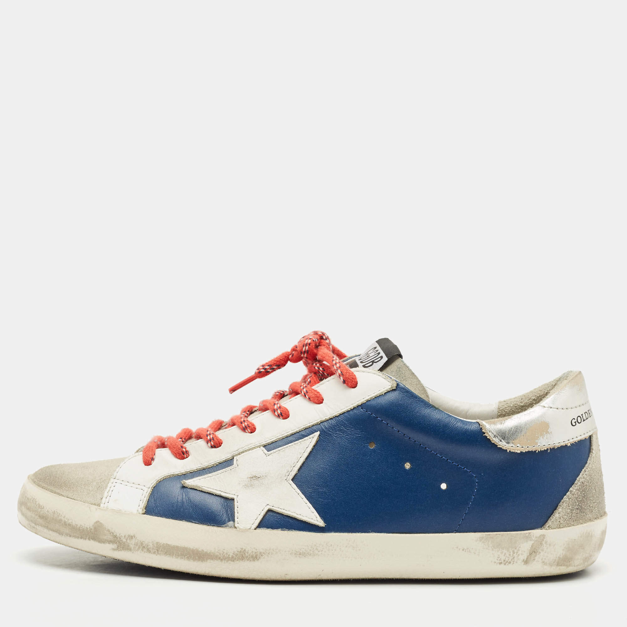 Pre Owned Golden Goose Multicolor Leather And Suede Superstar Low Top Sneakers Size 42