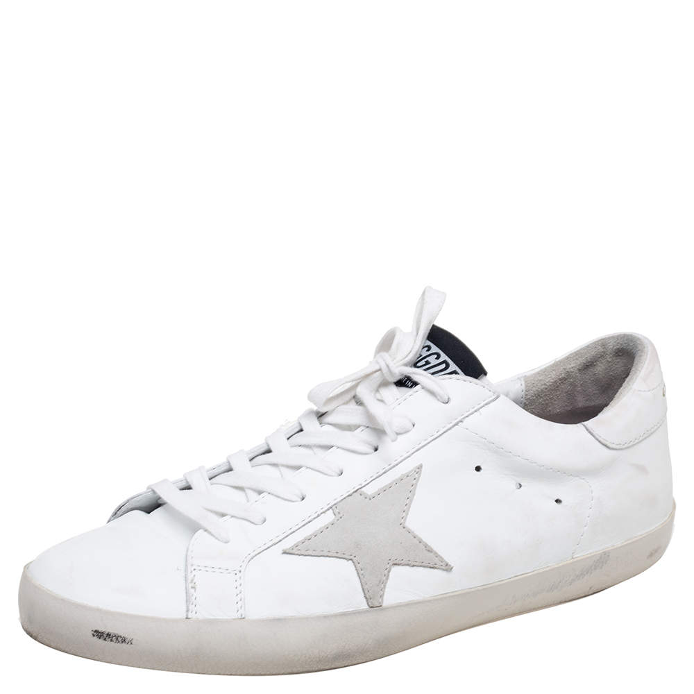 Pre Owned Golden Goose White Leather Superstar Sneaker Size 44