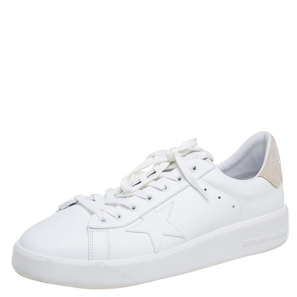 Pre Owned Golden Goose White Leather And Suede Purestar Sneakers Size 46