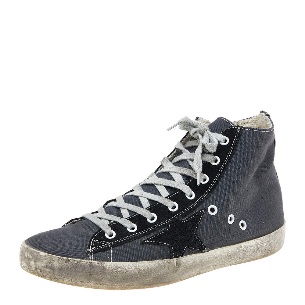 Golden Goose Grey/Black Canvas And Suede Francy High Top