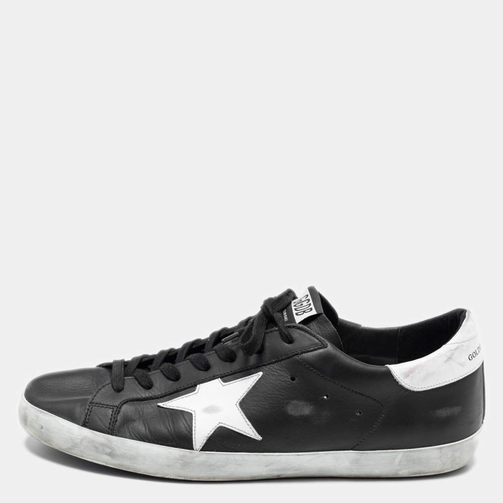 Golden Goose Black Leather Superstar Classic Sneakers Size 44