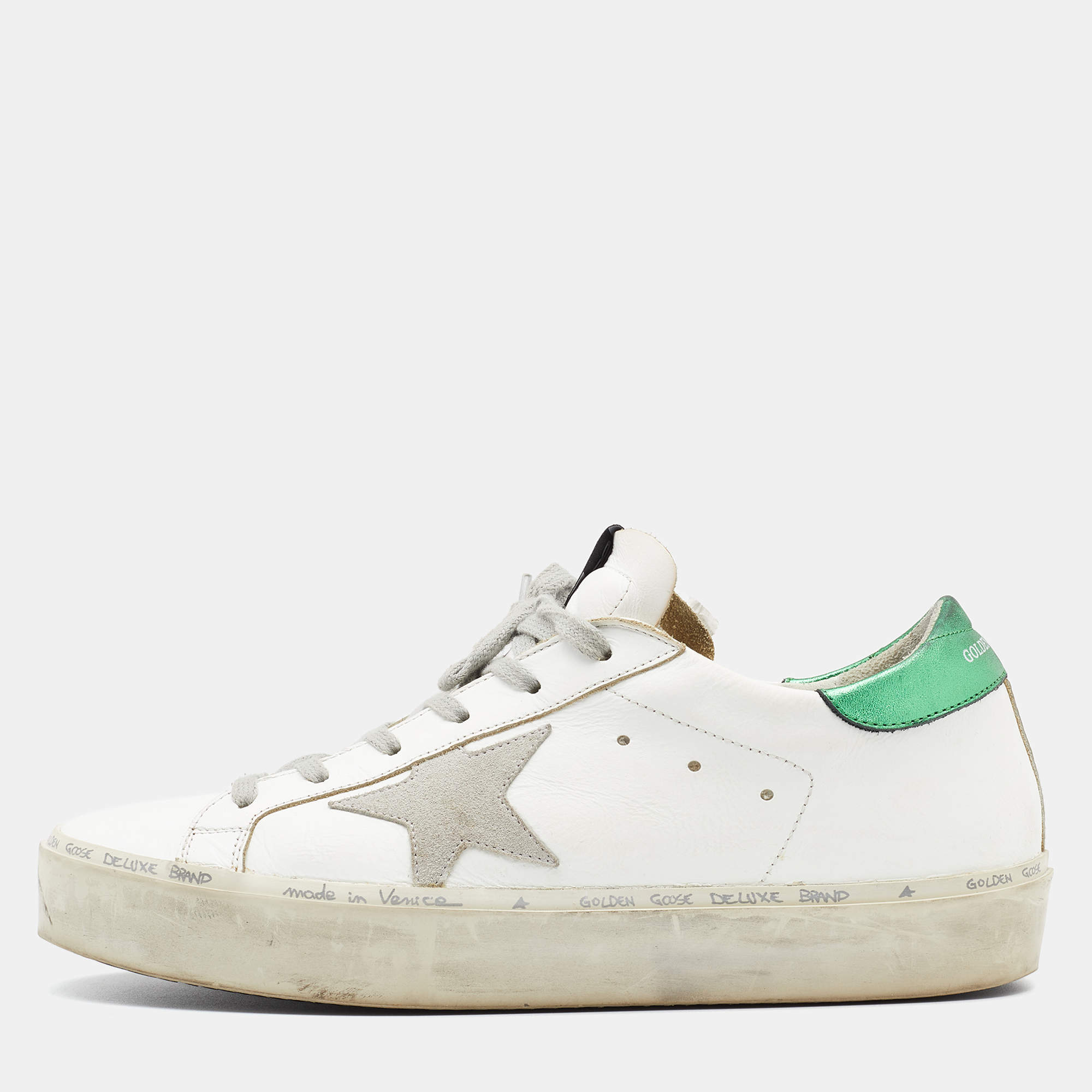 Golden Goose White Leather Hi Star Sneakers Size 41