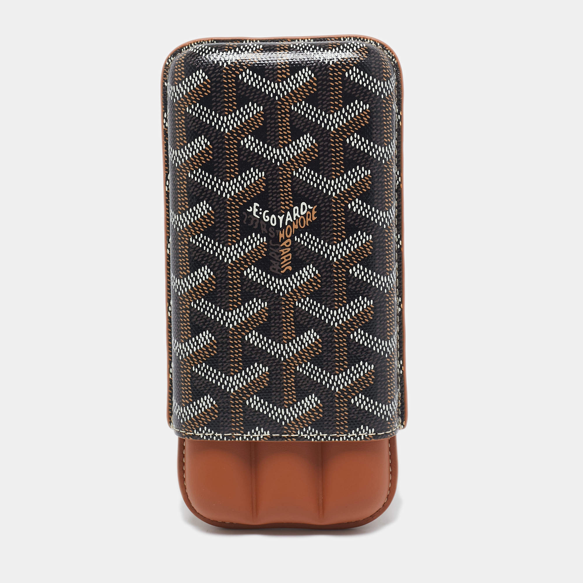 Goyard Brown Goyardine Coated Canvas and Leather Churchill 3 Cigar Case