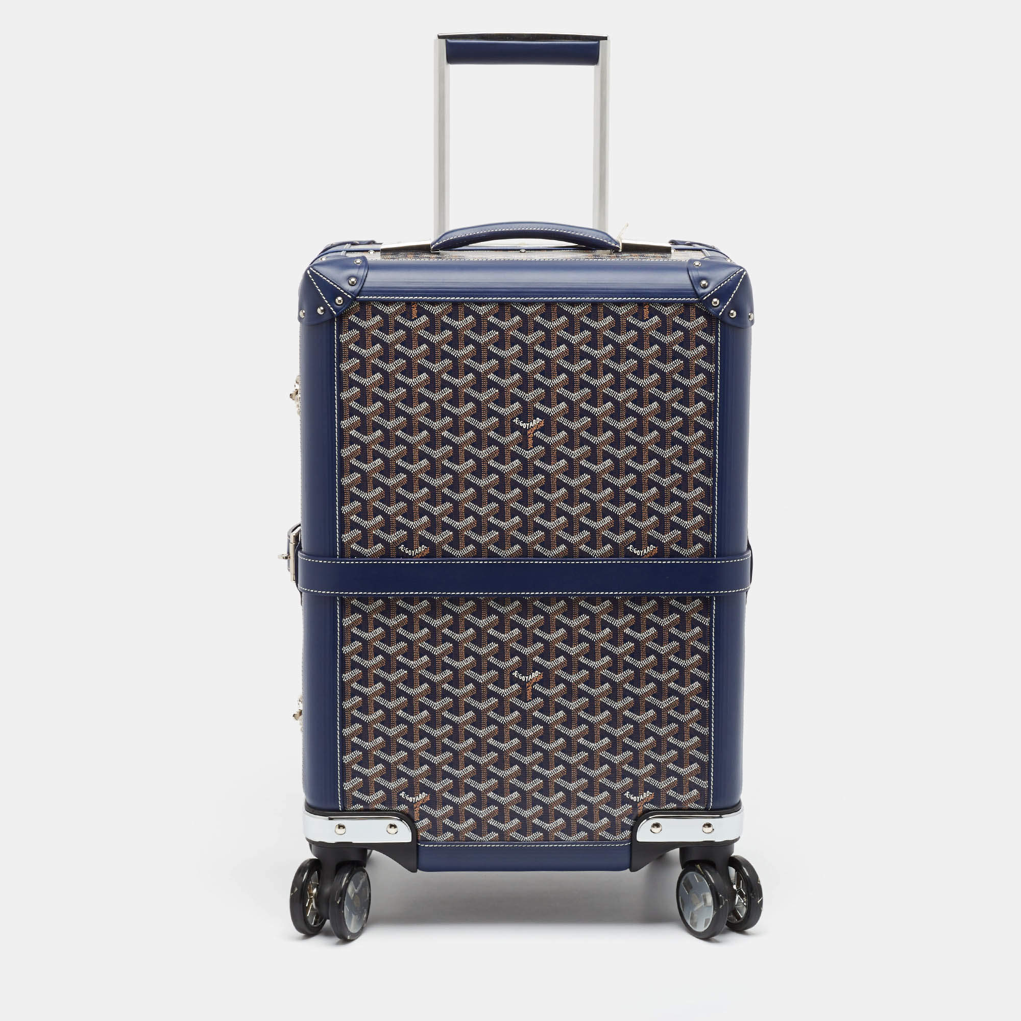 Goyard Blue Goyardine Coated Canvas Bourget PM Trolley Case