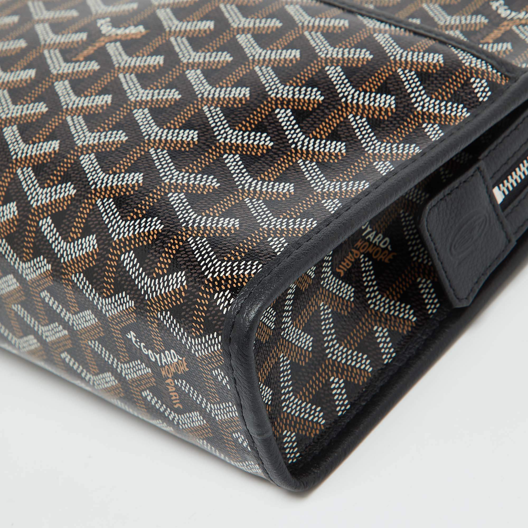 Pre Owned Goyard Black Goyardine Coated Canvas Jouvence MM Toiletry Pouch