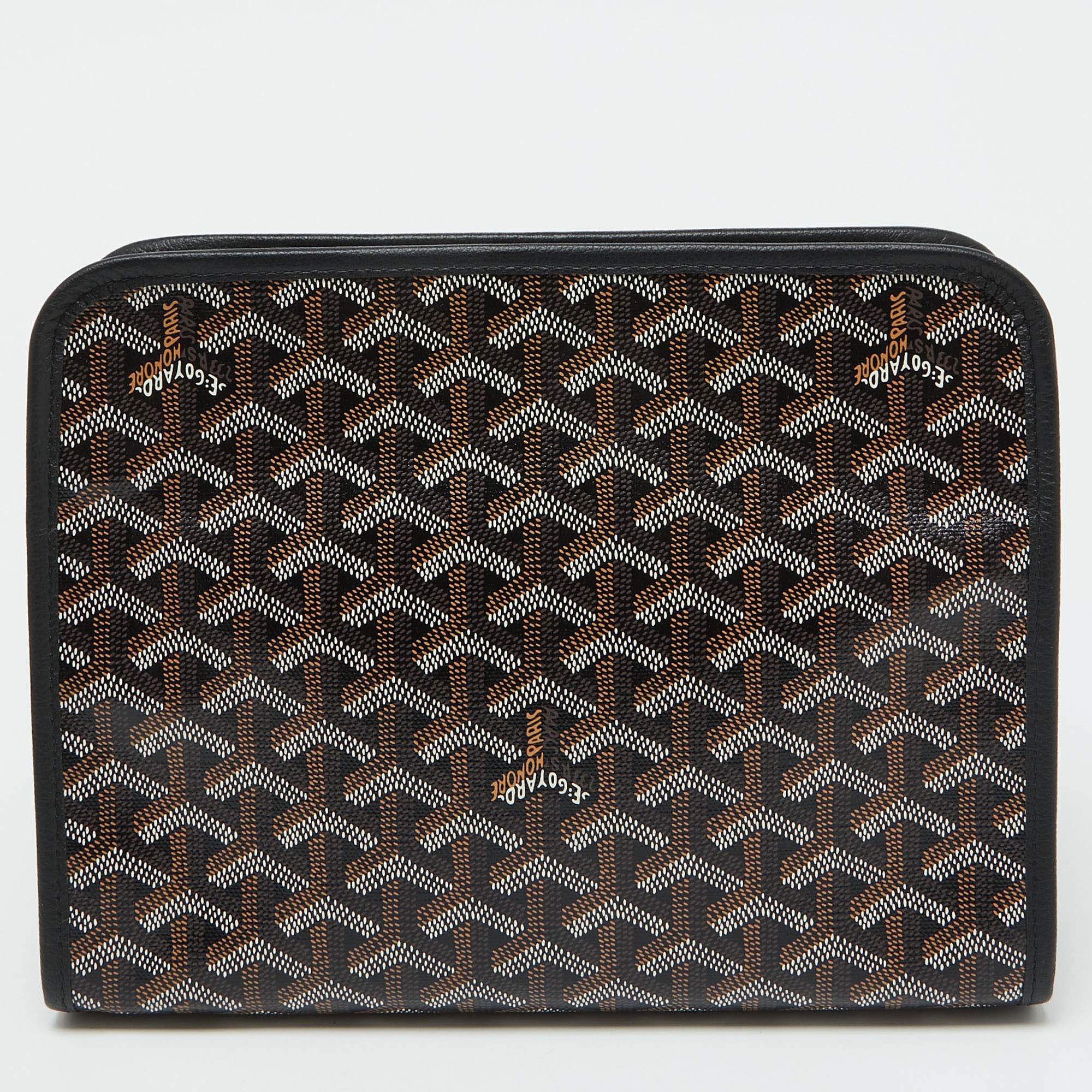 Pre Owned Goyard Black Goyardine Coated Canvas Jouvence MM Toiletry Pouch