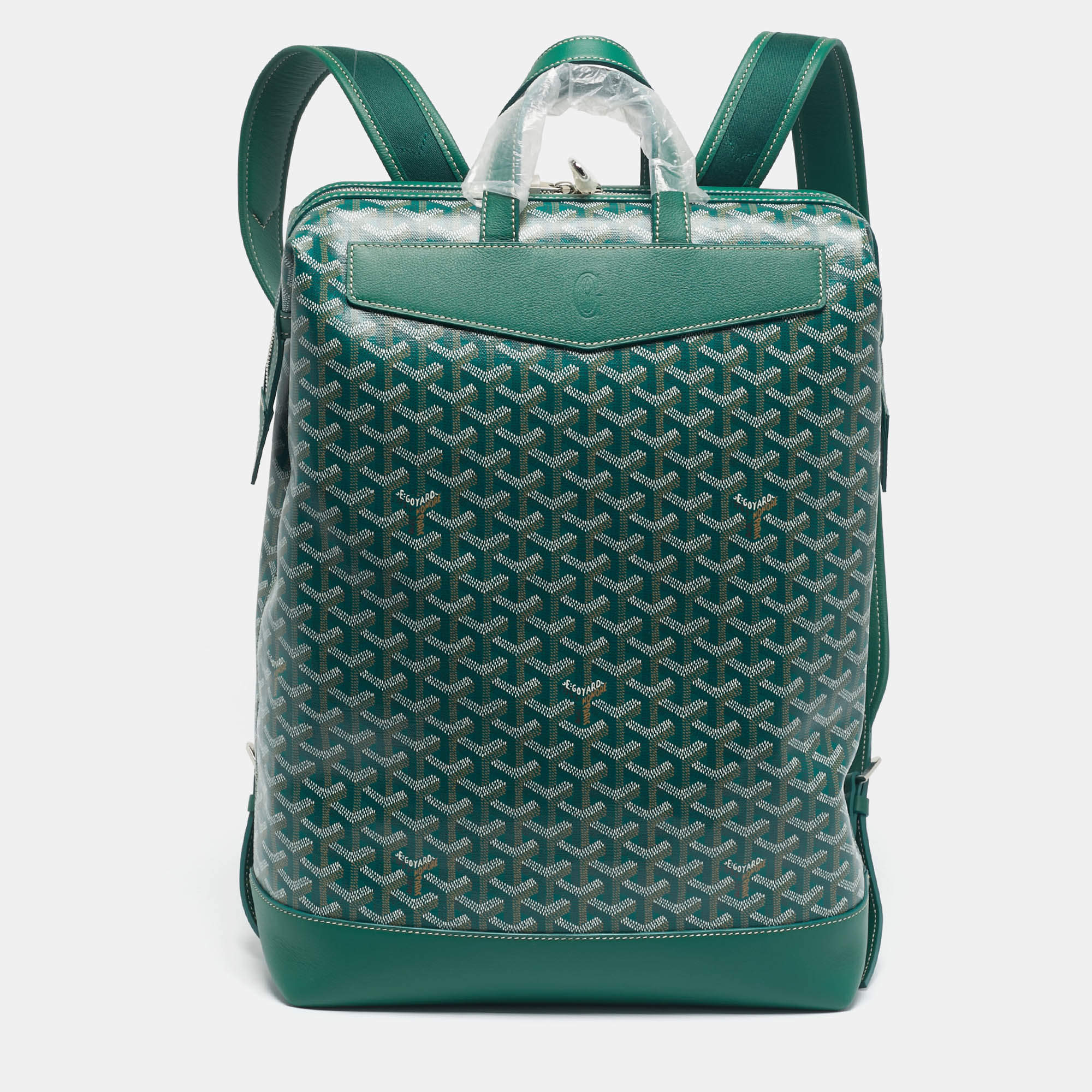 Pre Owned Goyard Green Goyardine Coated Canvas and Leather Cisalpin Backpack