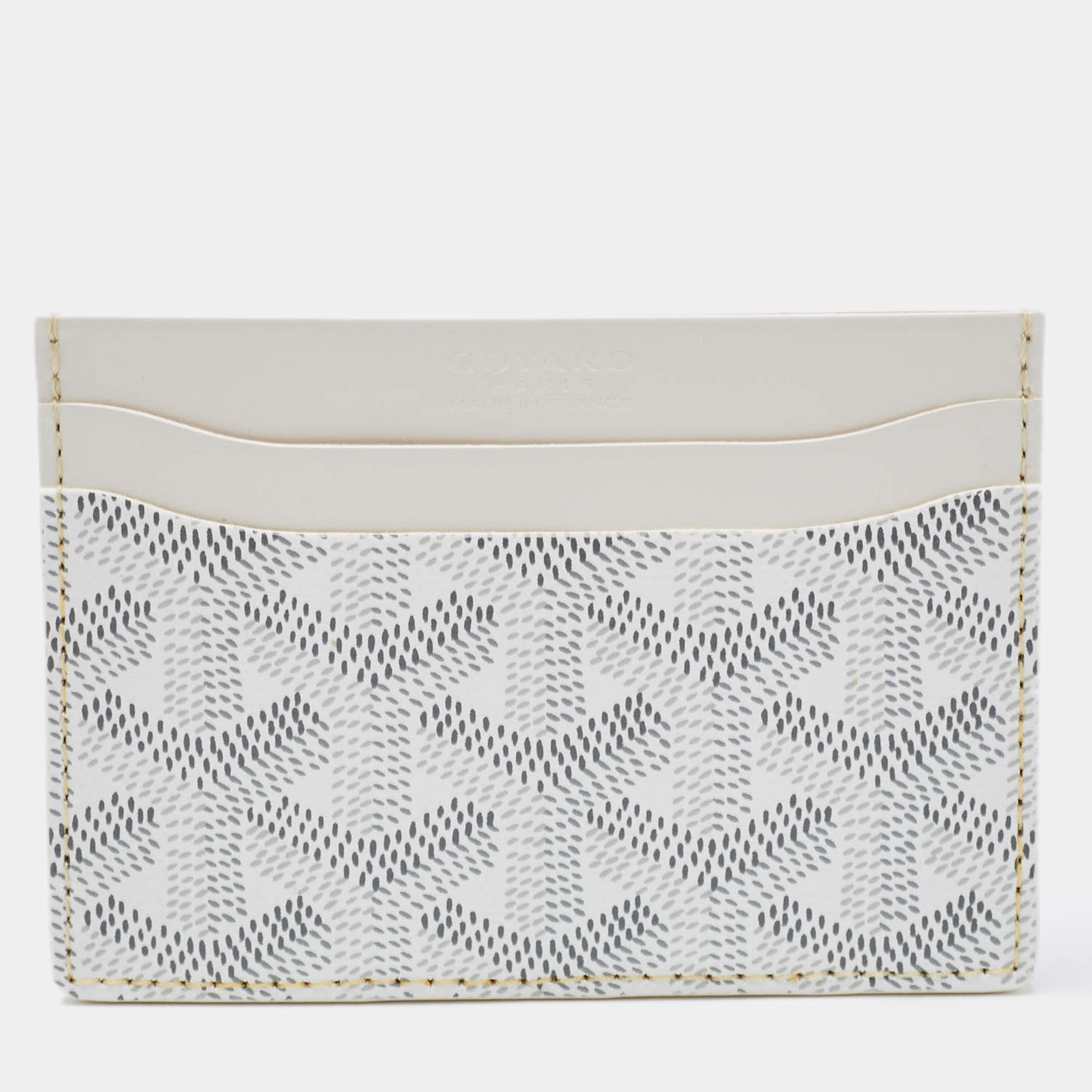 Pre Owned Goyard White Goyardine Coated Canvas and Leather Saint Sulpice Card Holder