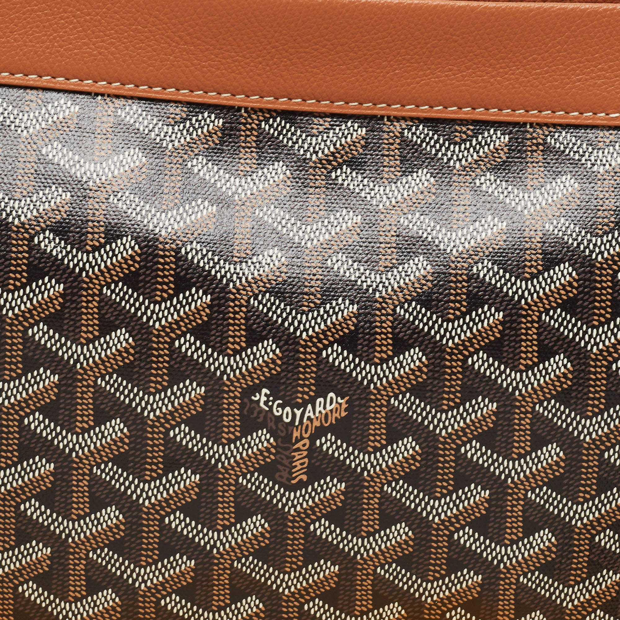 New Goyard Conti Zip Pouch Coated Canvas Black & tan Wristlet