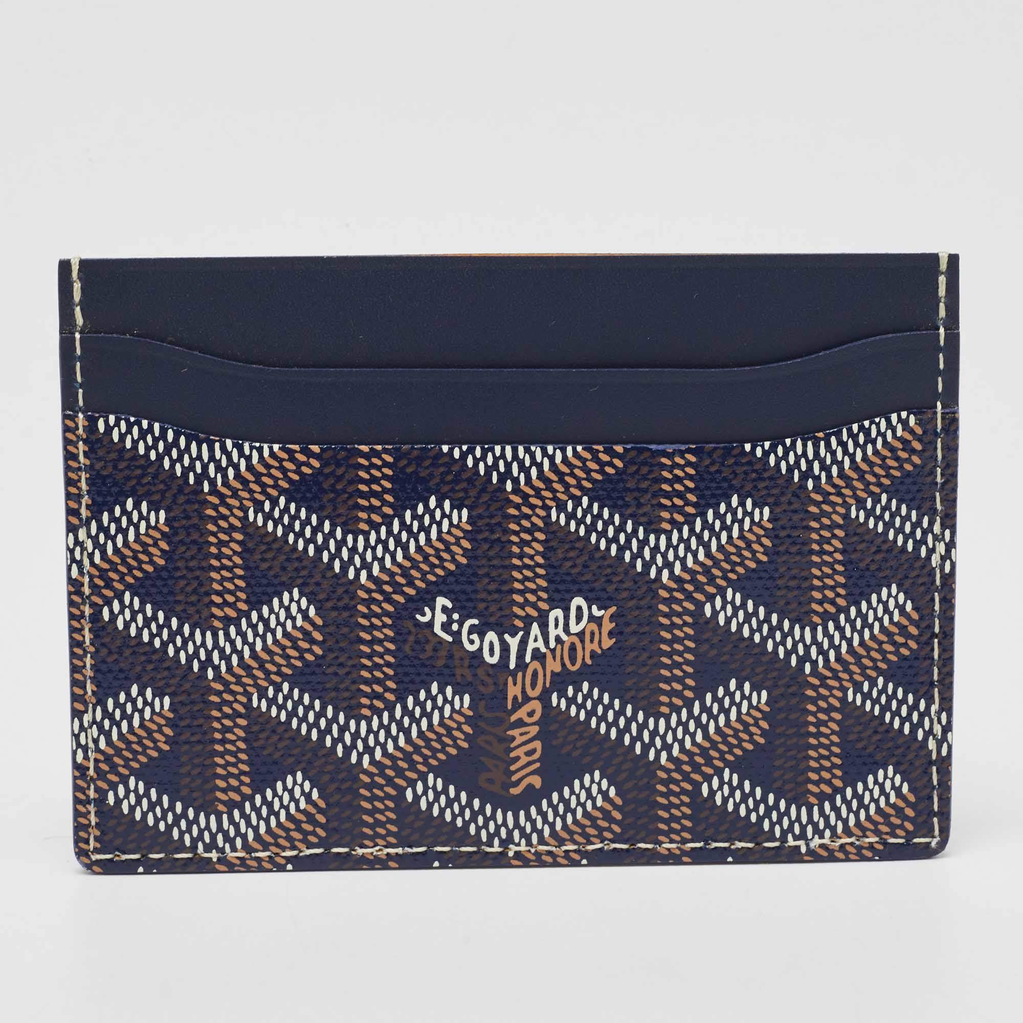 Goyard Navy Blue Goyardine Coated Canvas and Leather Saint Sulpice Card Holder