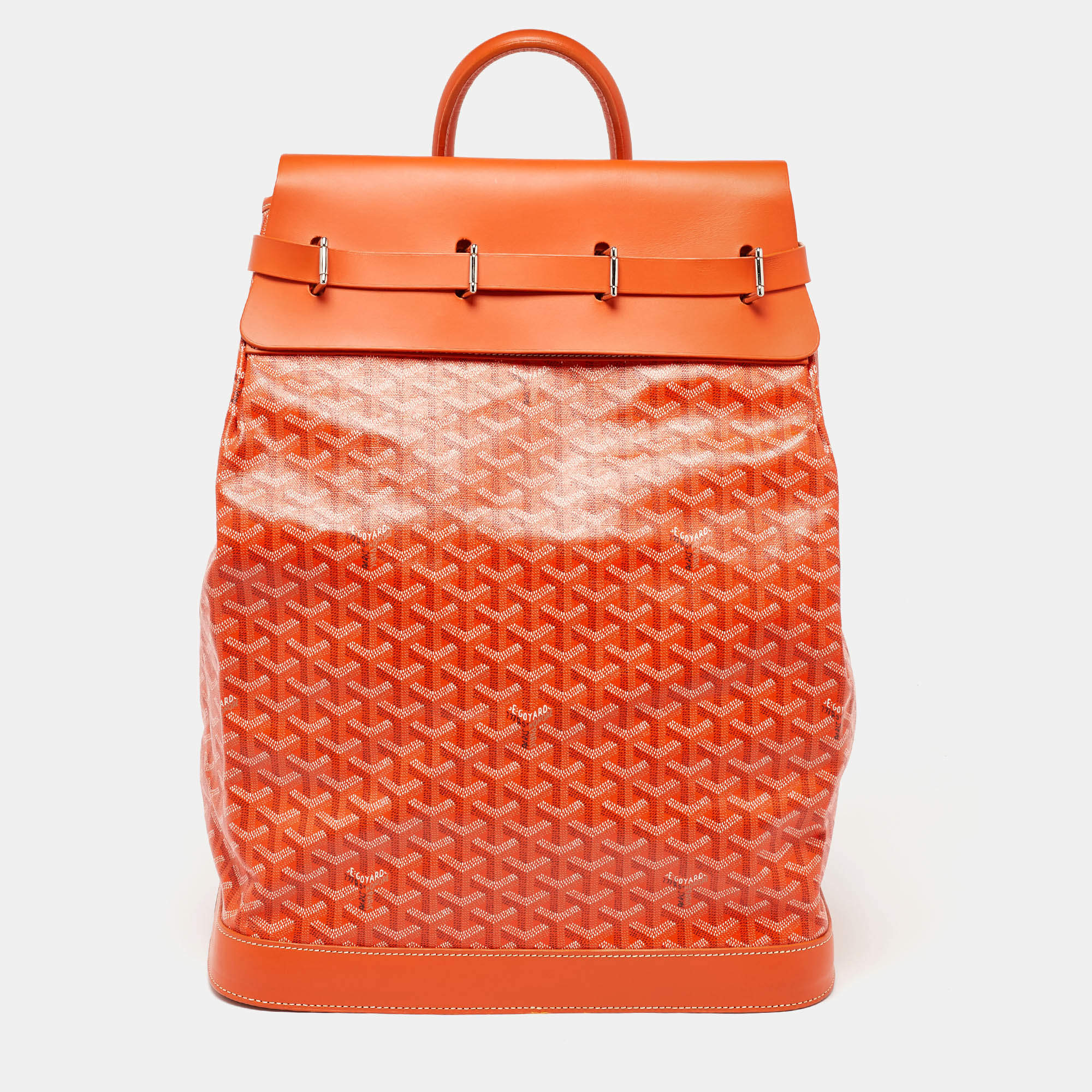 Goyard Orange Goyardine Coated Canvas and Leather Steamer Bag