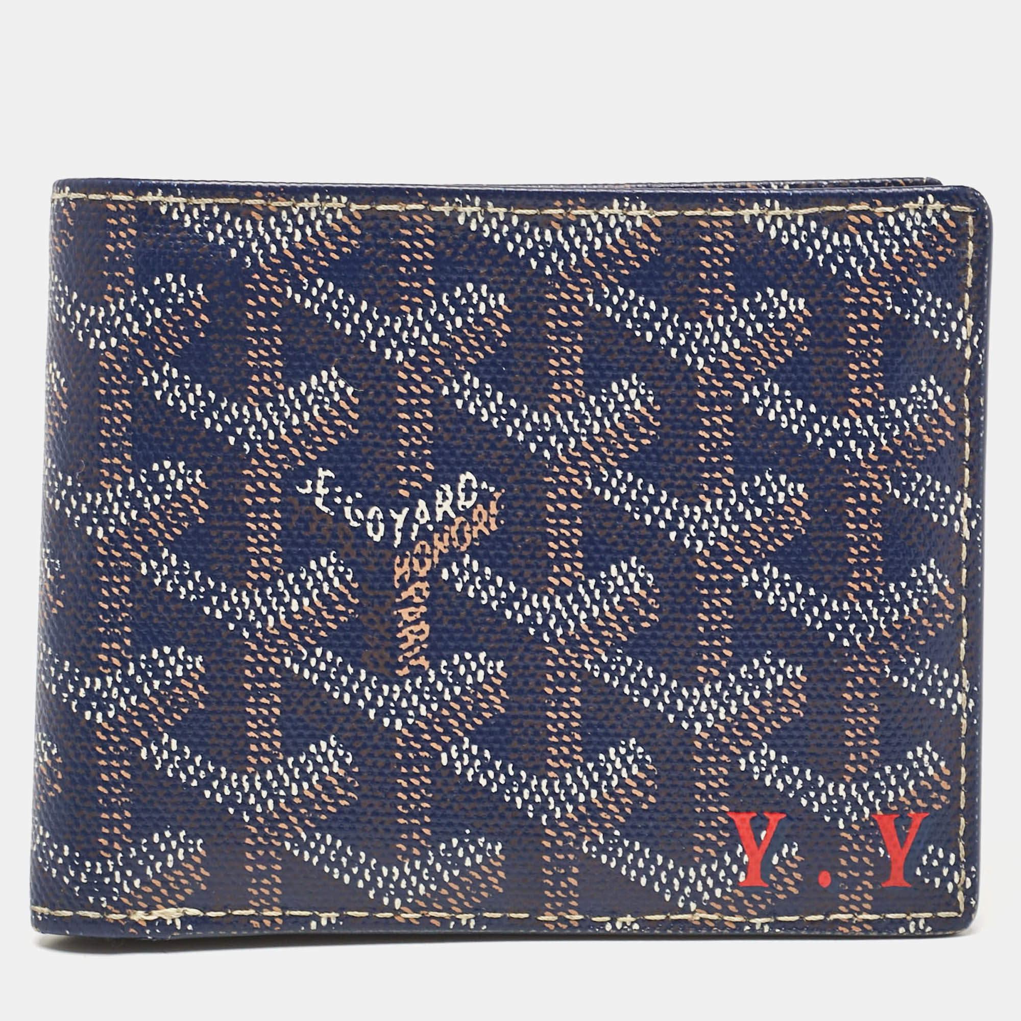 Goyard Blue Goyardine Coated Canvas Victoire Bifold Wallet