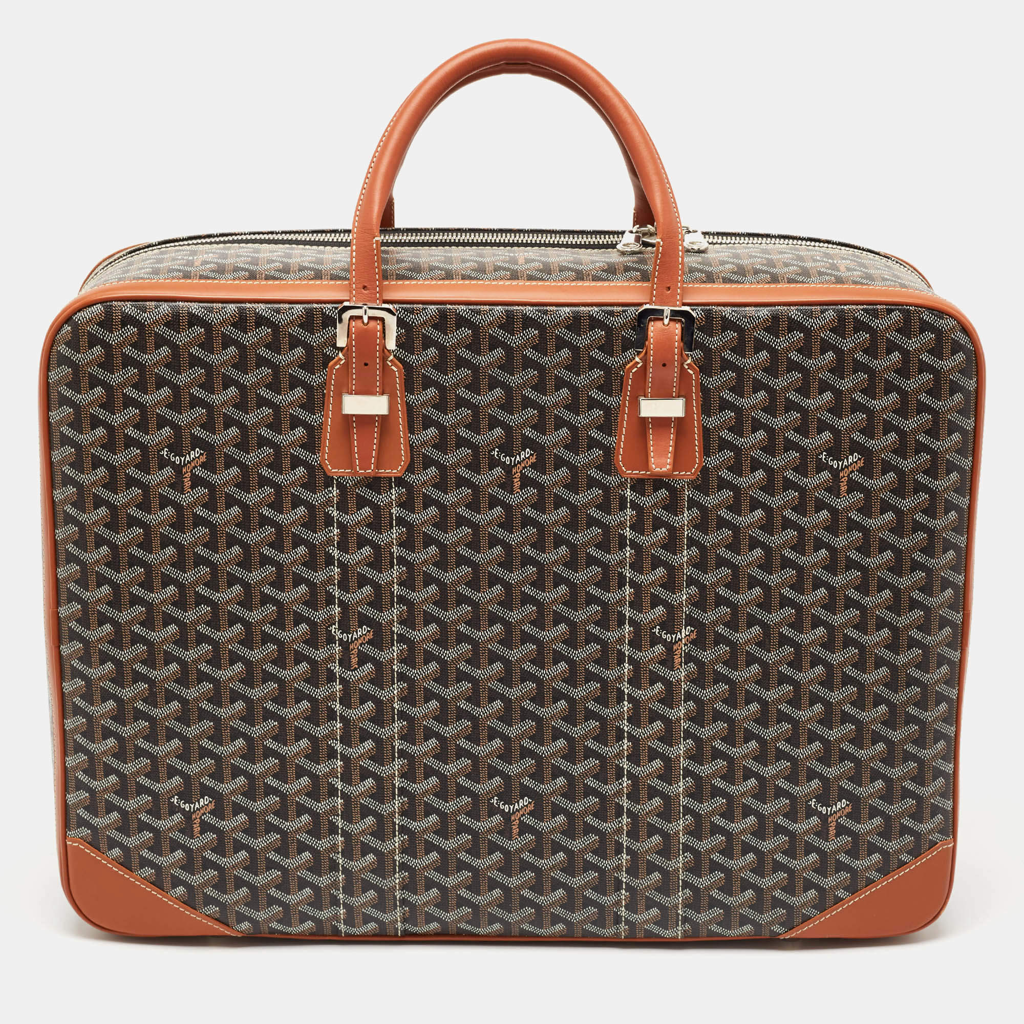 Goyard Brown Goyardine Coated Canvas and Leather Majordome 50 Soft Suitcase