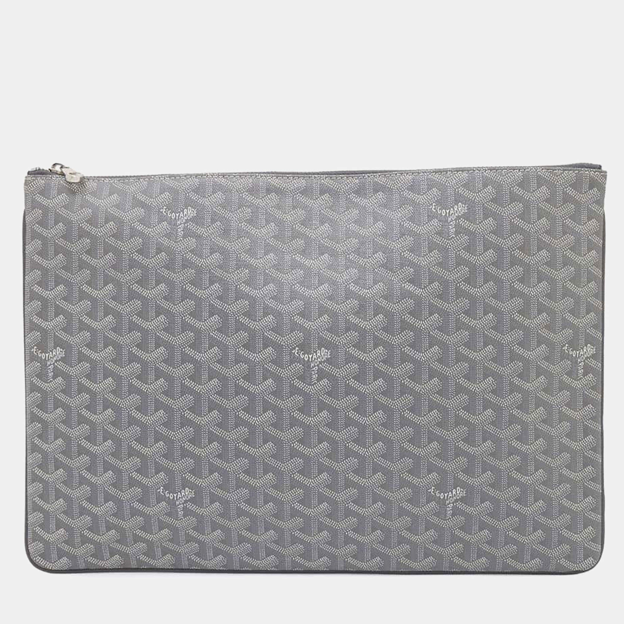 Goyard Gray Pvc Coated Canvas Senna GM Clutch Bag
