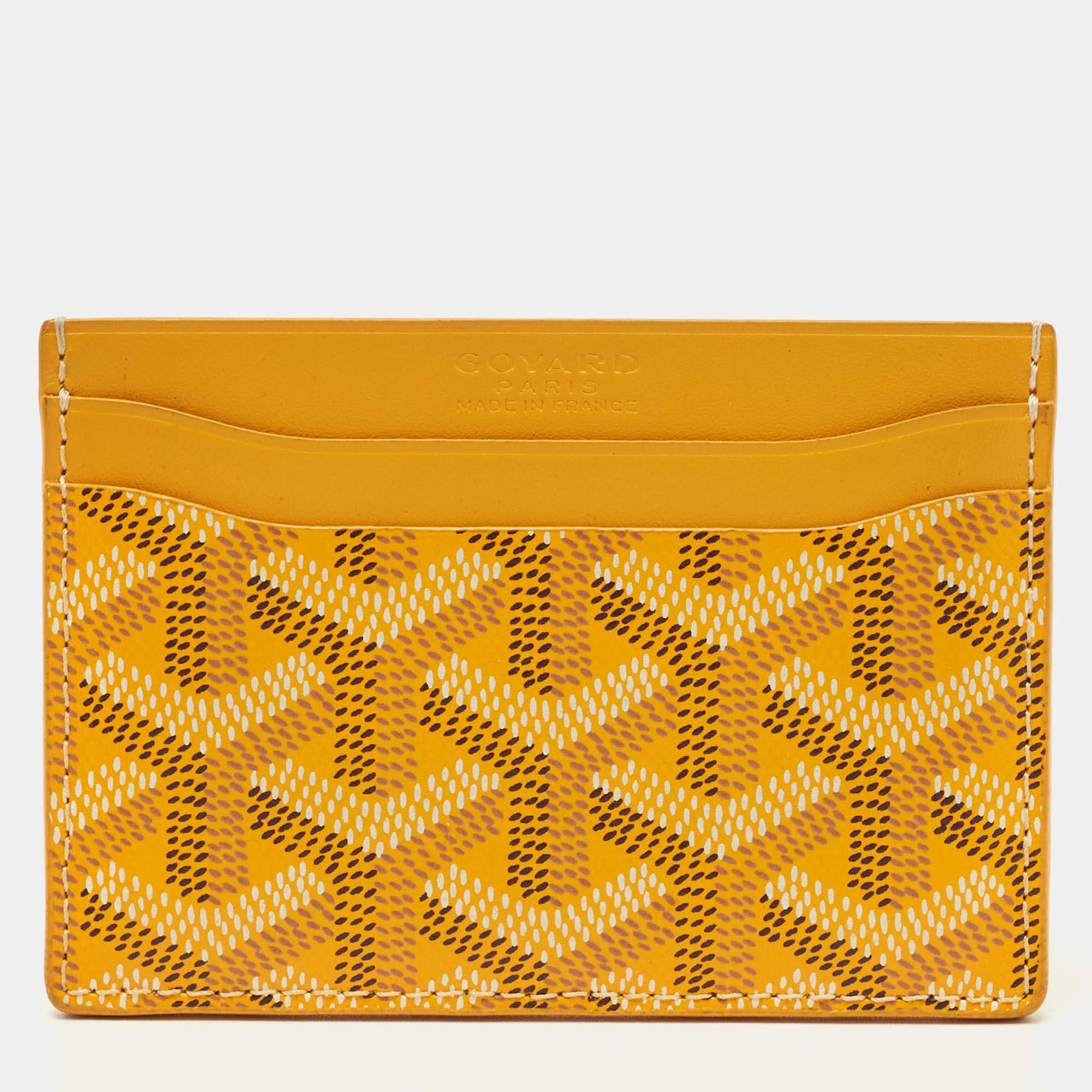 Pre Owned Goyard Yellow Goyardine Coated Canvas and Leather Saint Sulpice Card Holder