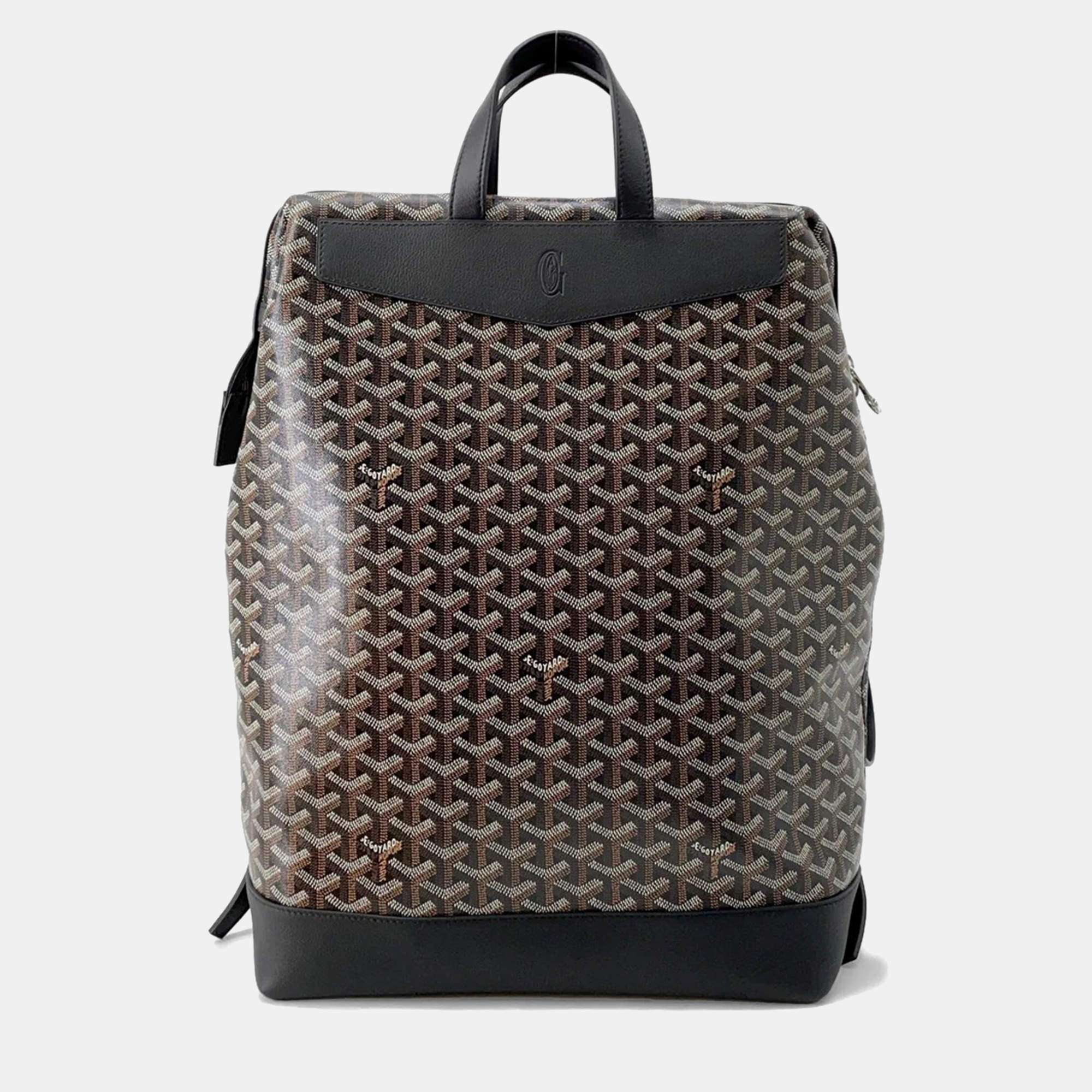 Pre Owned Goyard Sisal Bread Backpack Black Pvc Size MM