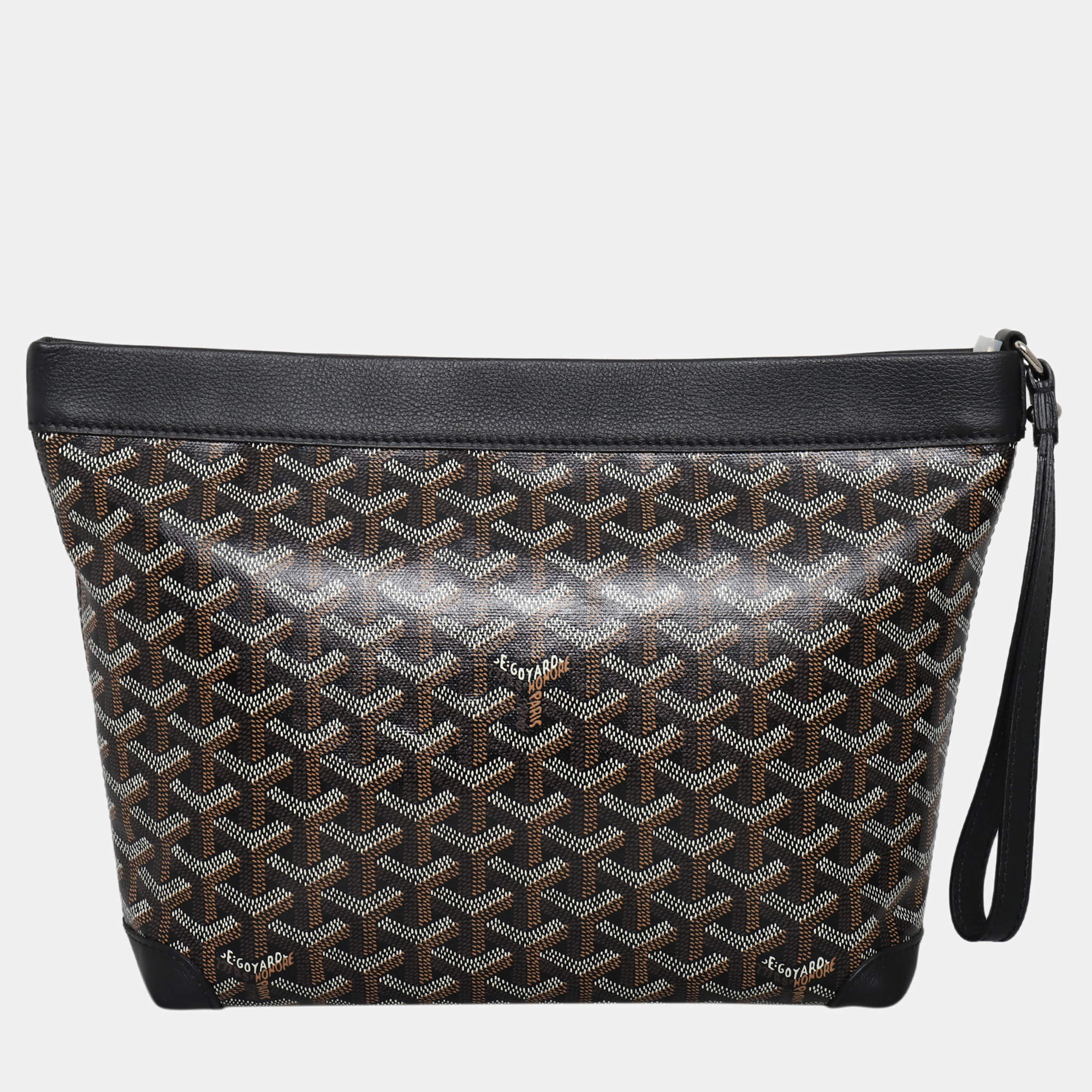مملوكة مسبقًا Goyard Black/Brown Coated Canvas Conti Pouch