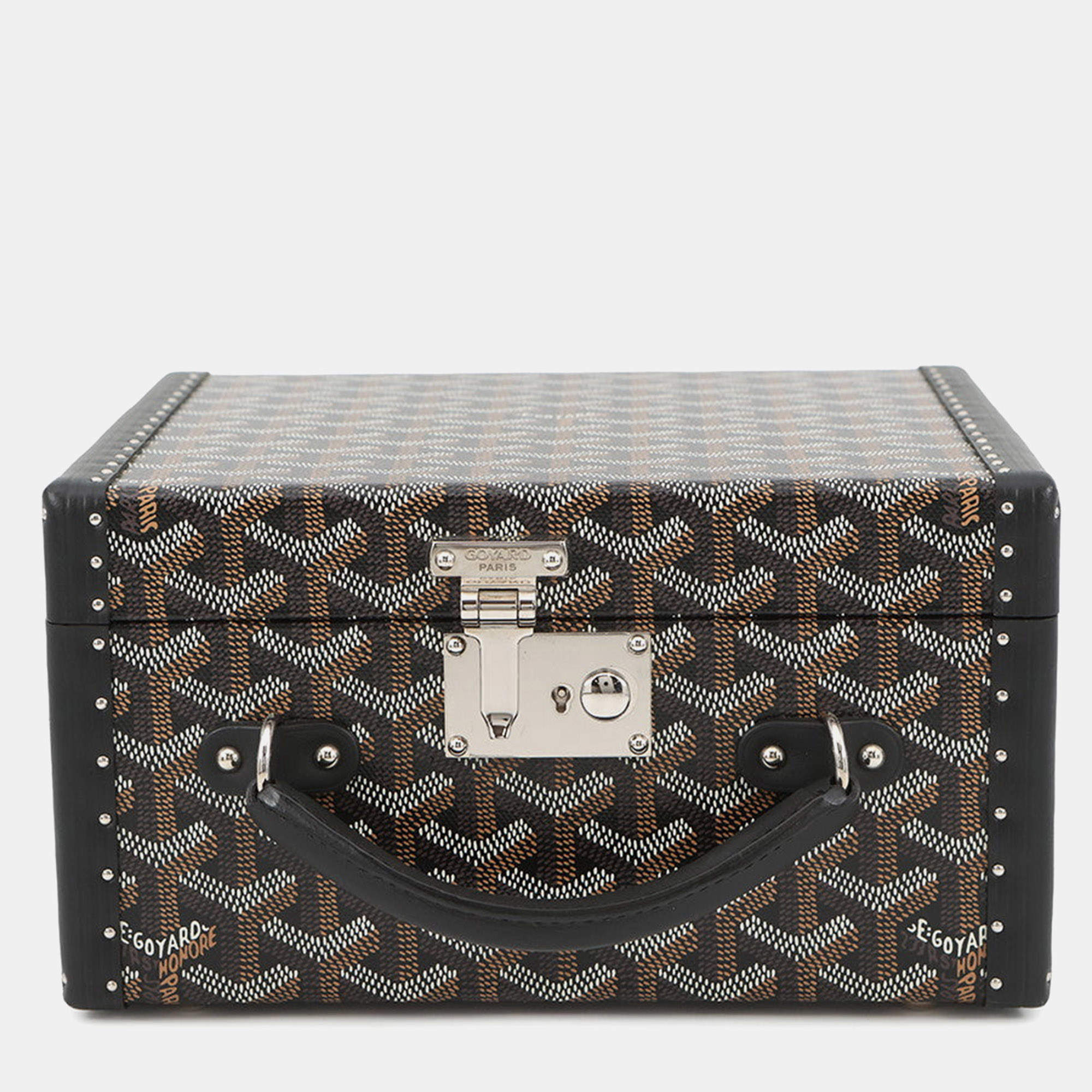 Pre Owned Goyard Joux Watch Trunk For 6 Watches Black Pvc Leather