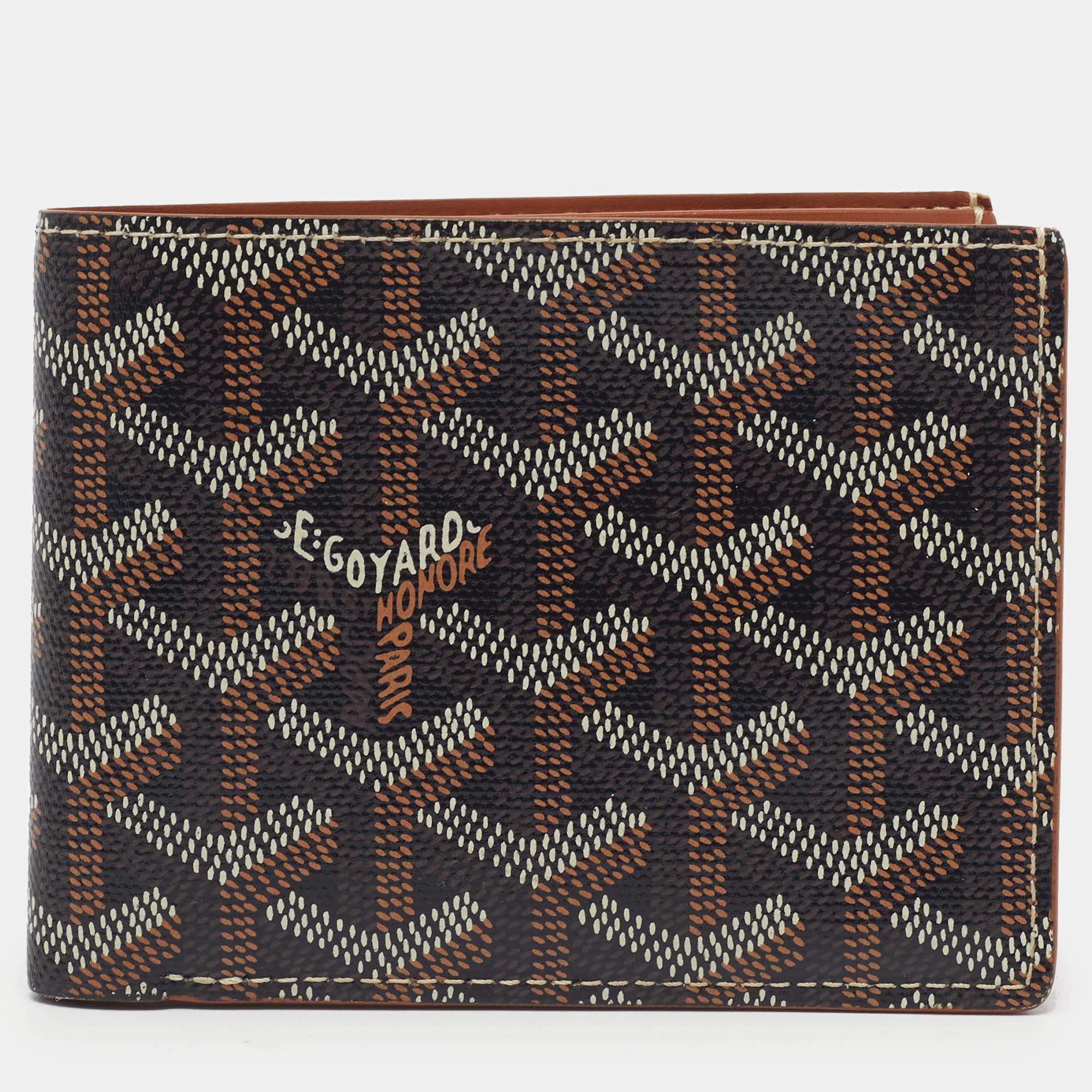 Pre Owned Goyard Victoire Brown Goyardine Coated Canvas Bifold Wallet