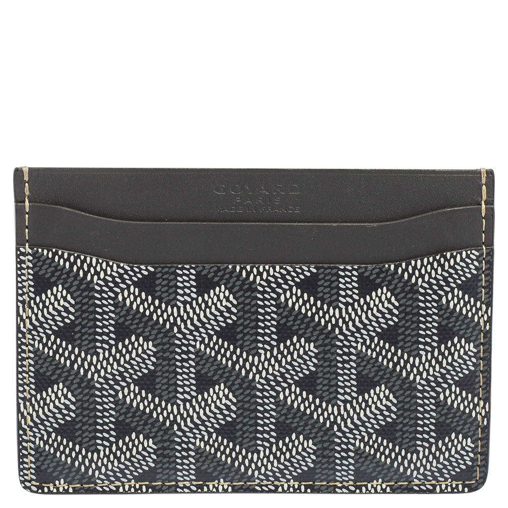 Pre Owned حافظة بطاقات غويارد سان سولبيس كانفاس مقوى نقوش غوياردين رصاصي