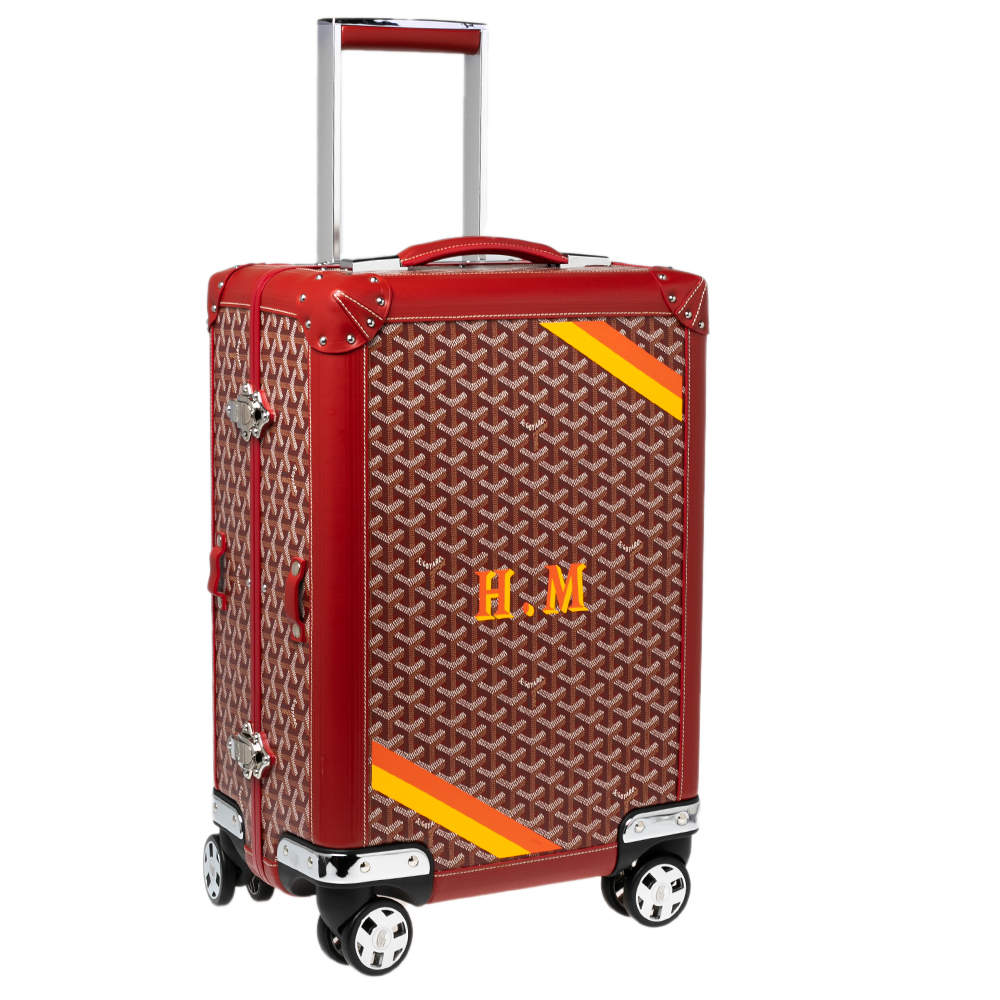 Cheap Goyard Red Goyardine Canvas And Leather Bourget PM Trolley