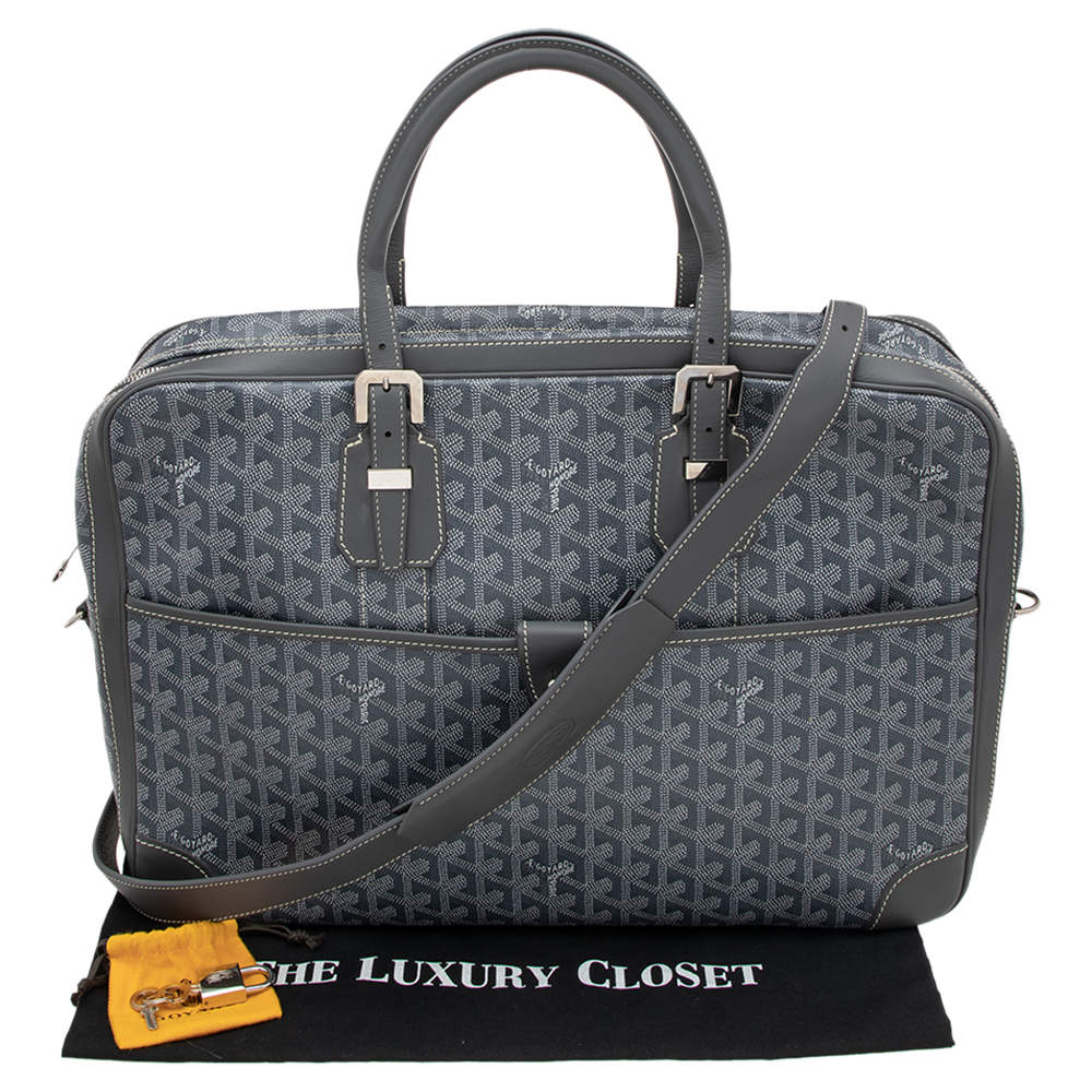 GOYARD Ambassade PM Document Case Briefcase Bag Blue Goyardine Coated  Canvas