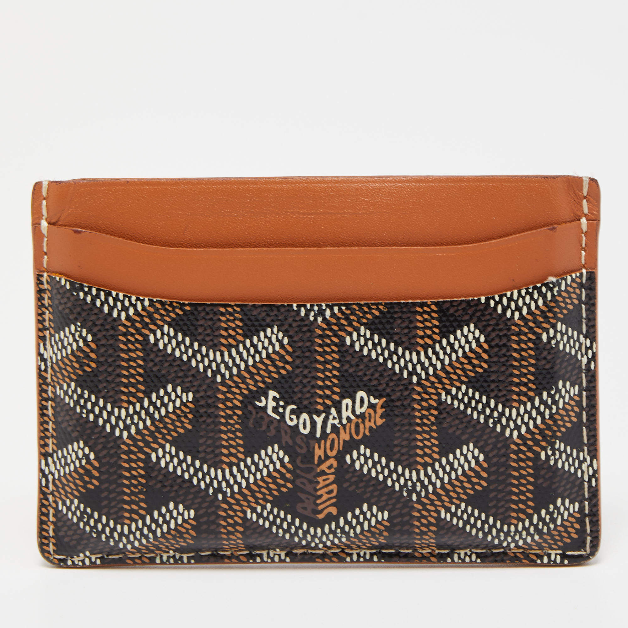 Pre Owned Goyard Brown Goyardine Coated Canvas Saint Sulpice Card Holder