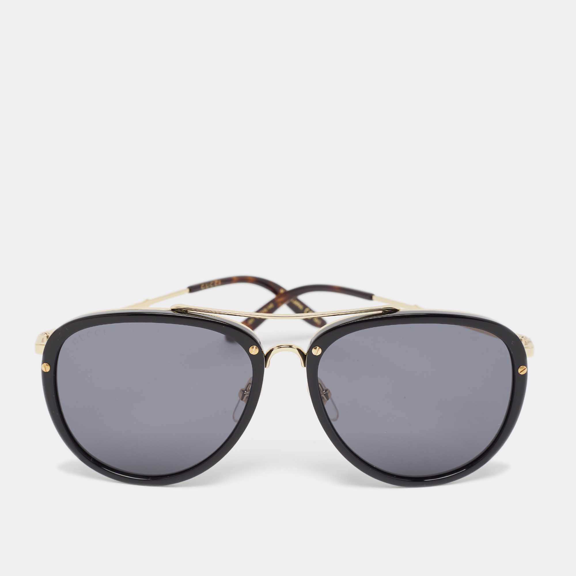 Gucci Black/Gold GG0662S Aviator Sunglasses