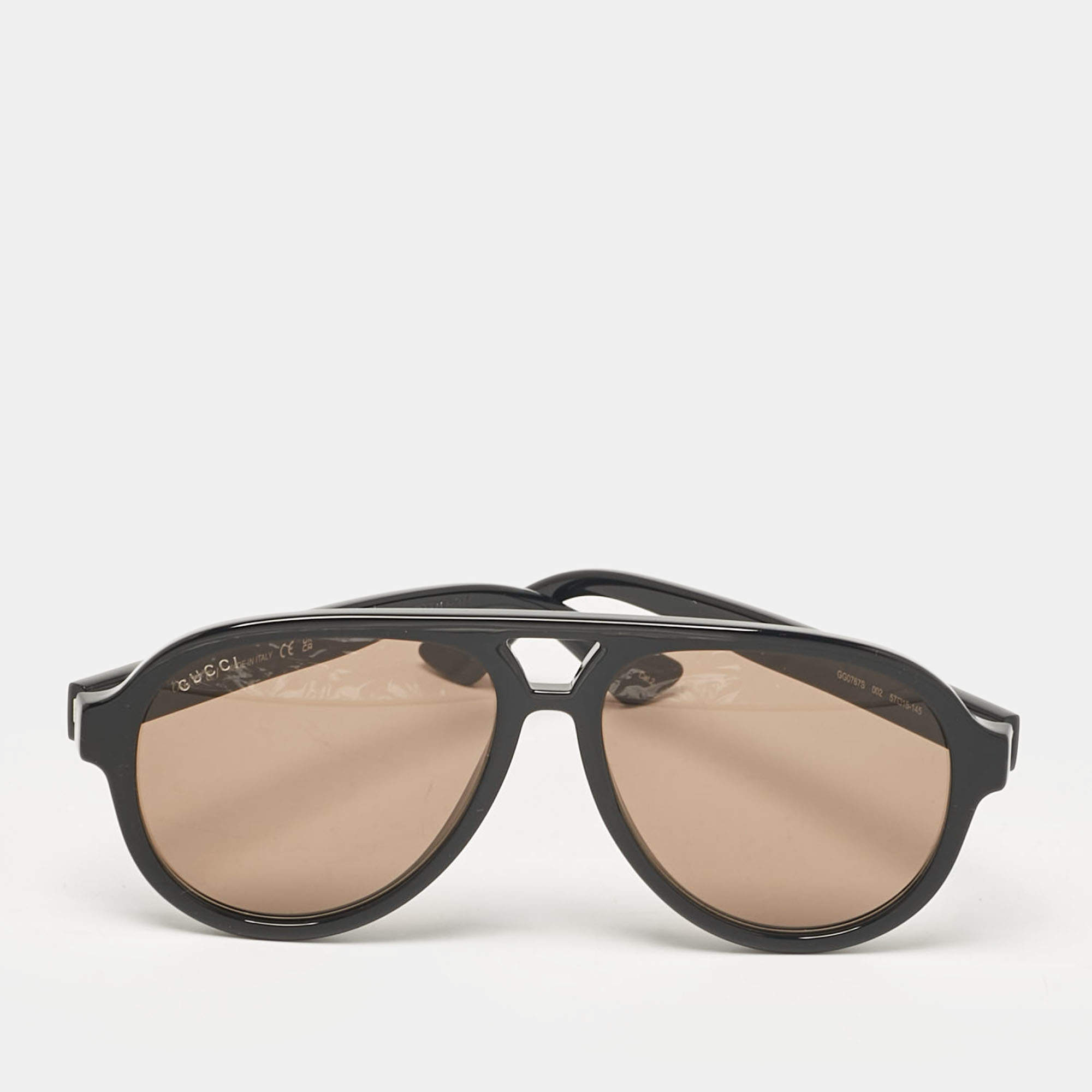 Gucci Black/Brown GG0767S Web Aviator Sunglasses