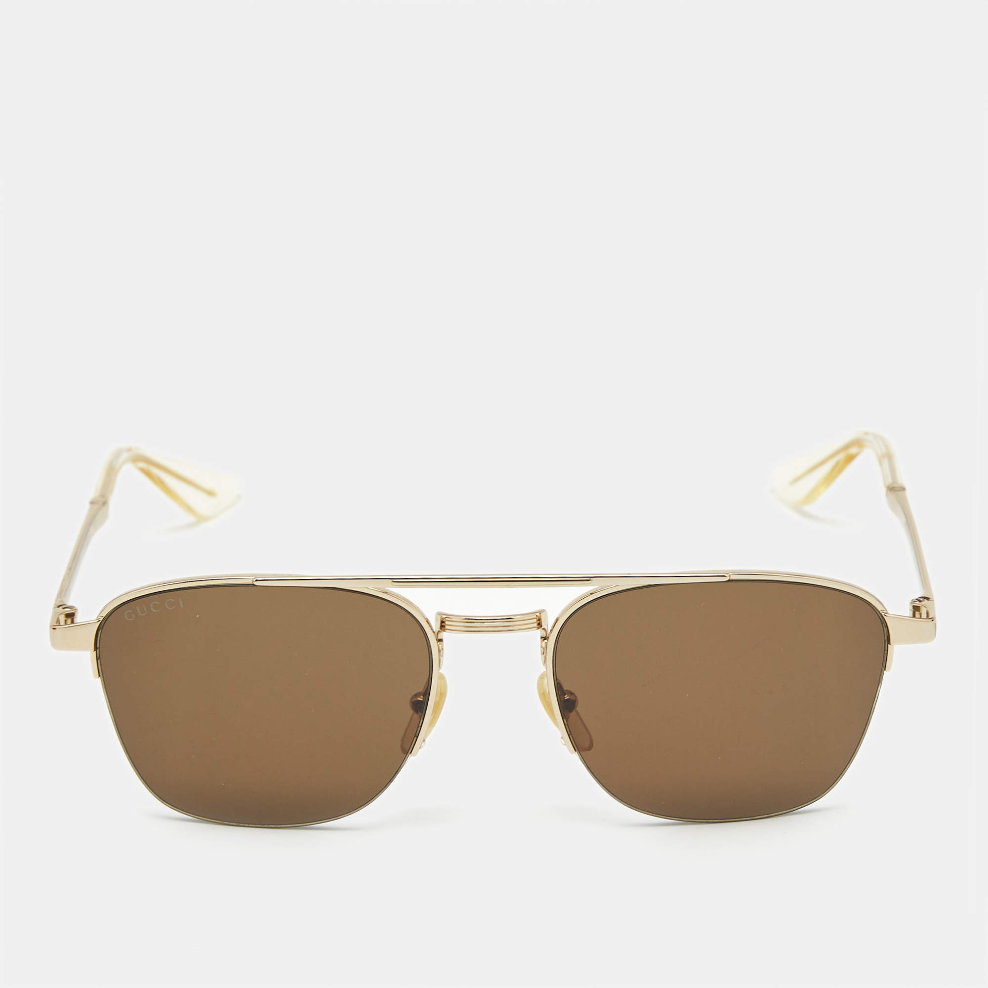 Gucci Brown/Gold Tone GG0985S Aviator Sunglasses