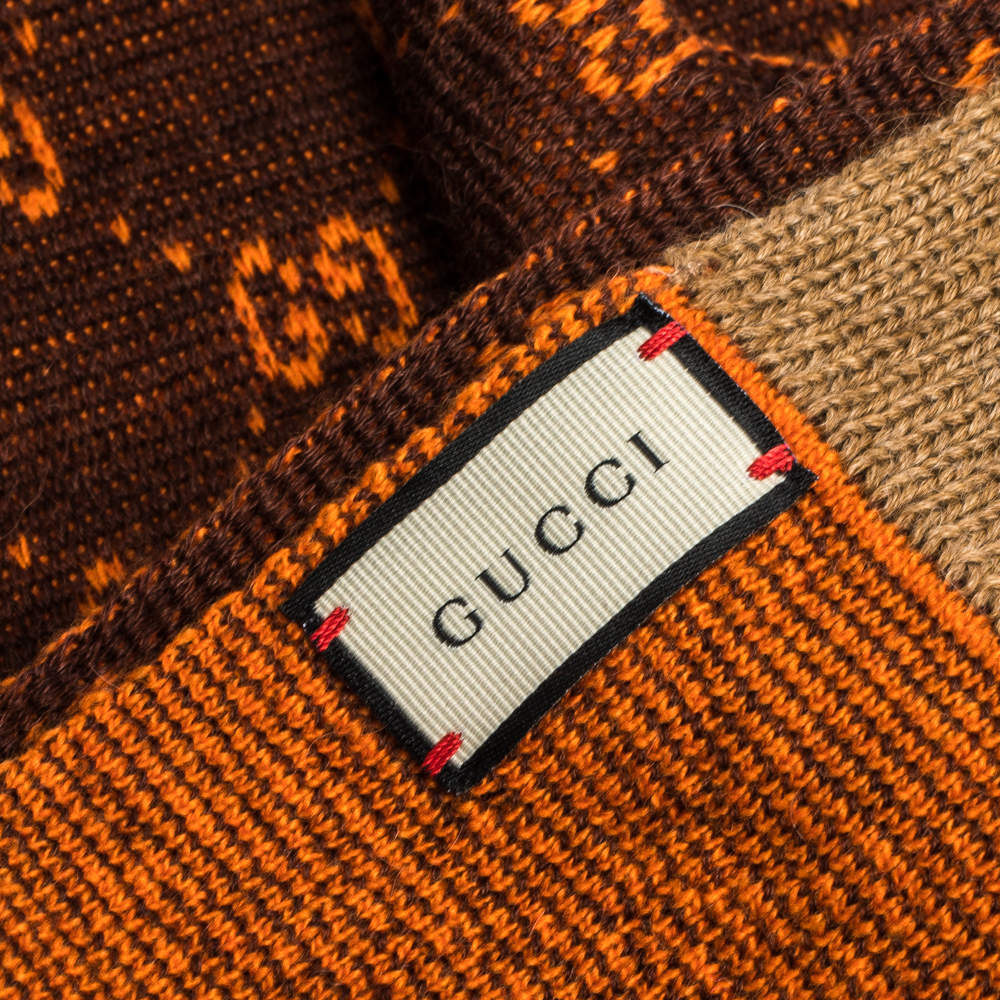 Gucci Rust Supreme GG Monogram Alpaca Wool Scarf Gucci