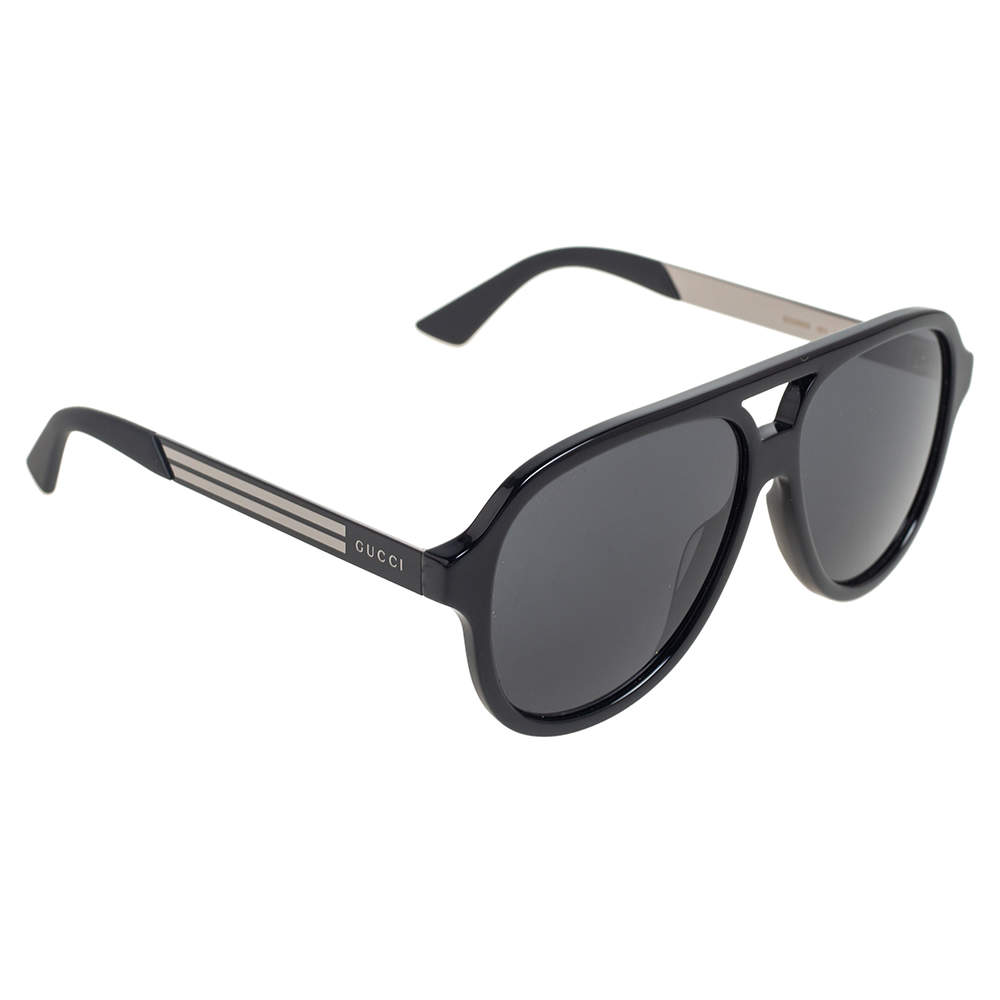 Gucci Black Acetate GG0688S Aviator Sunglasses