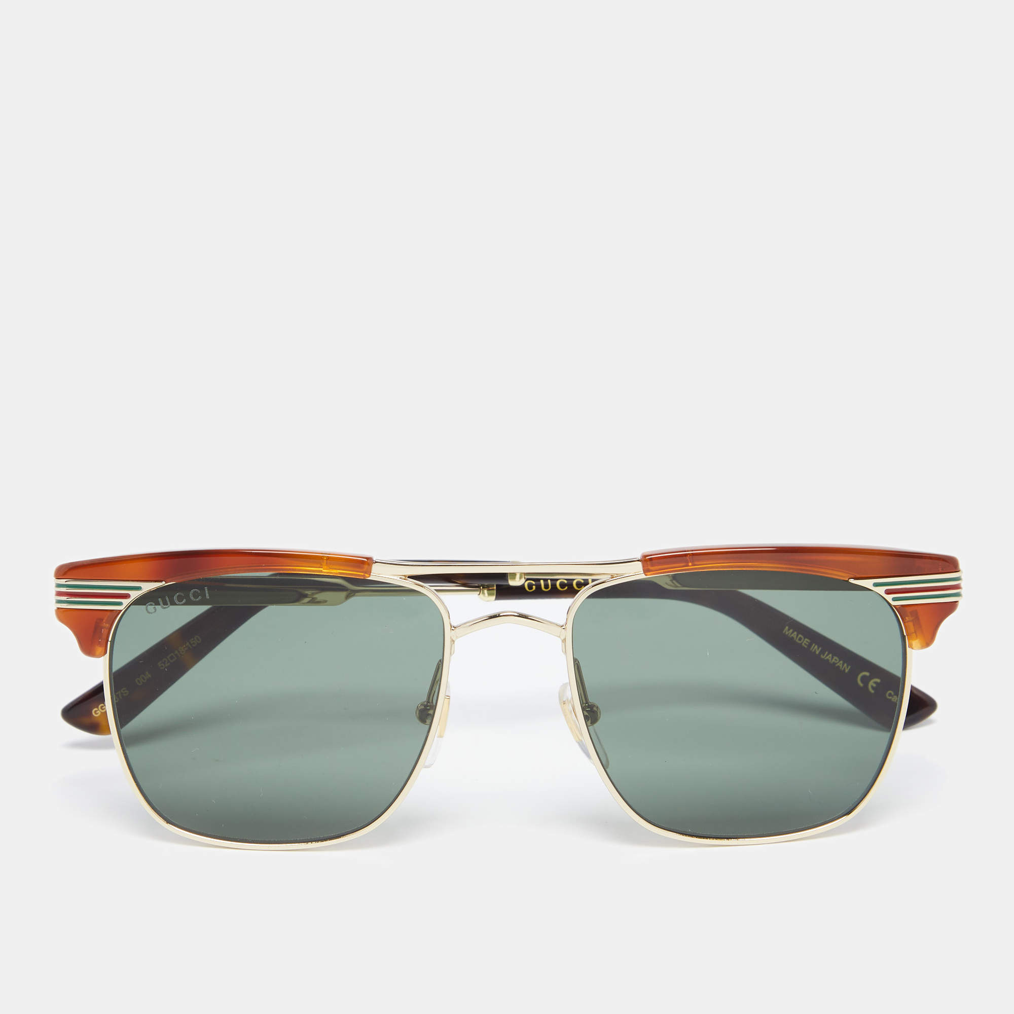 Pre Owned نظارة شمسية غوتشي جي جي 0287أس أفياتور هافانا بني متدرجة 