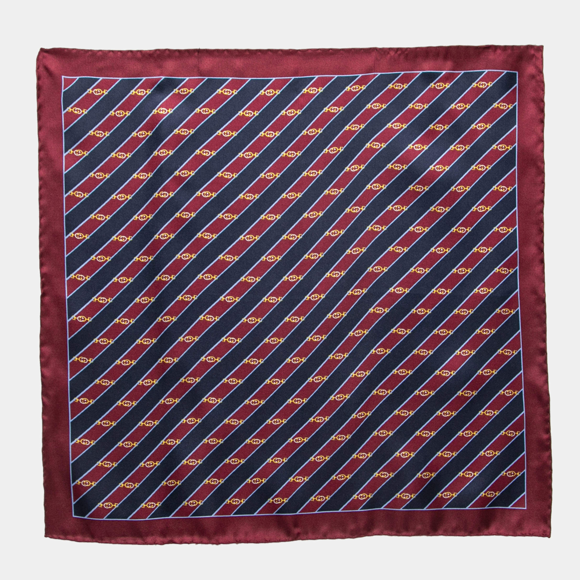 Gucci Burgundy Printed Silk Pocket Square