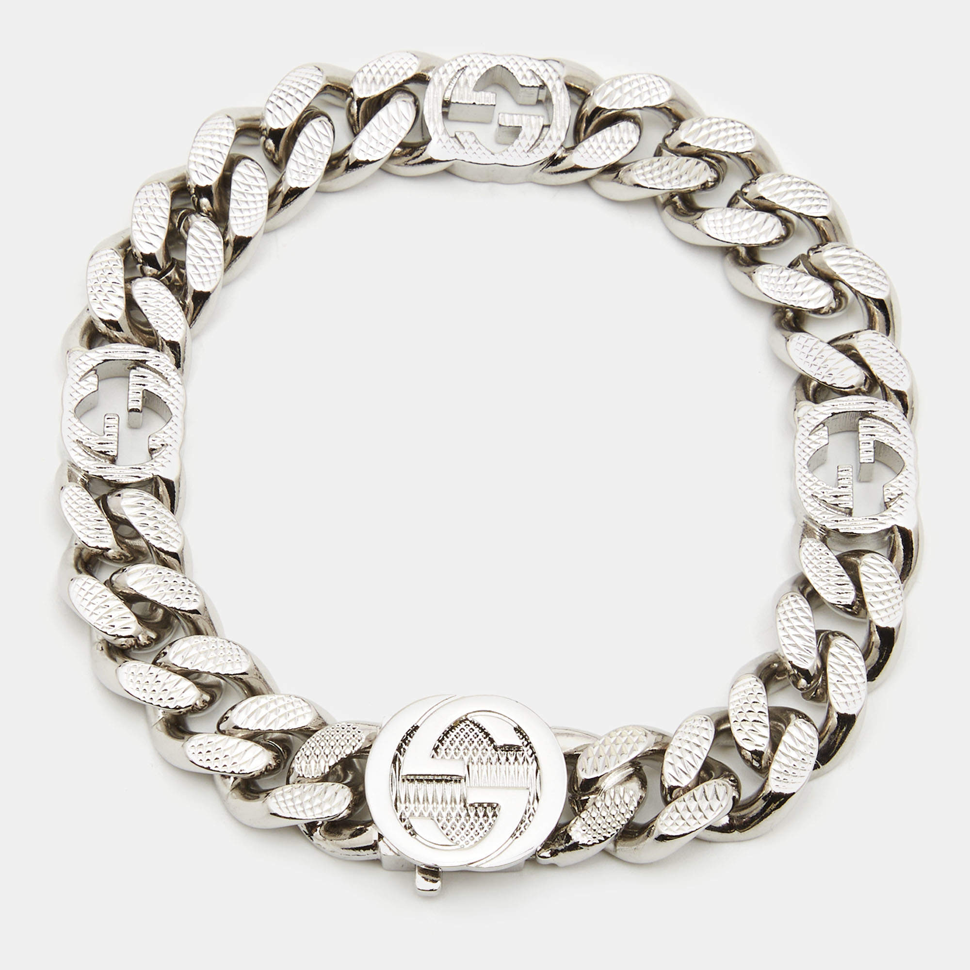 Gucci Interlocking G Silver Tone Bracelet Gucci TLC