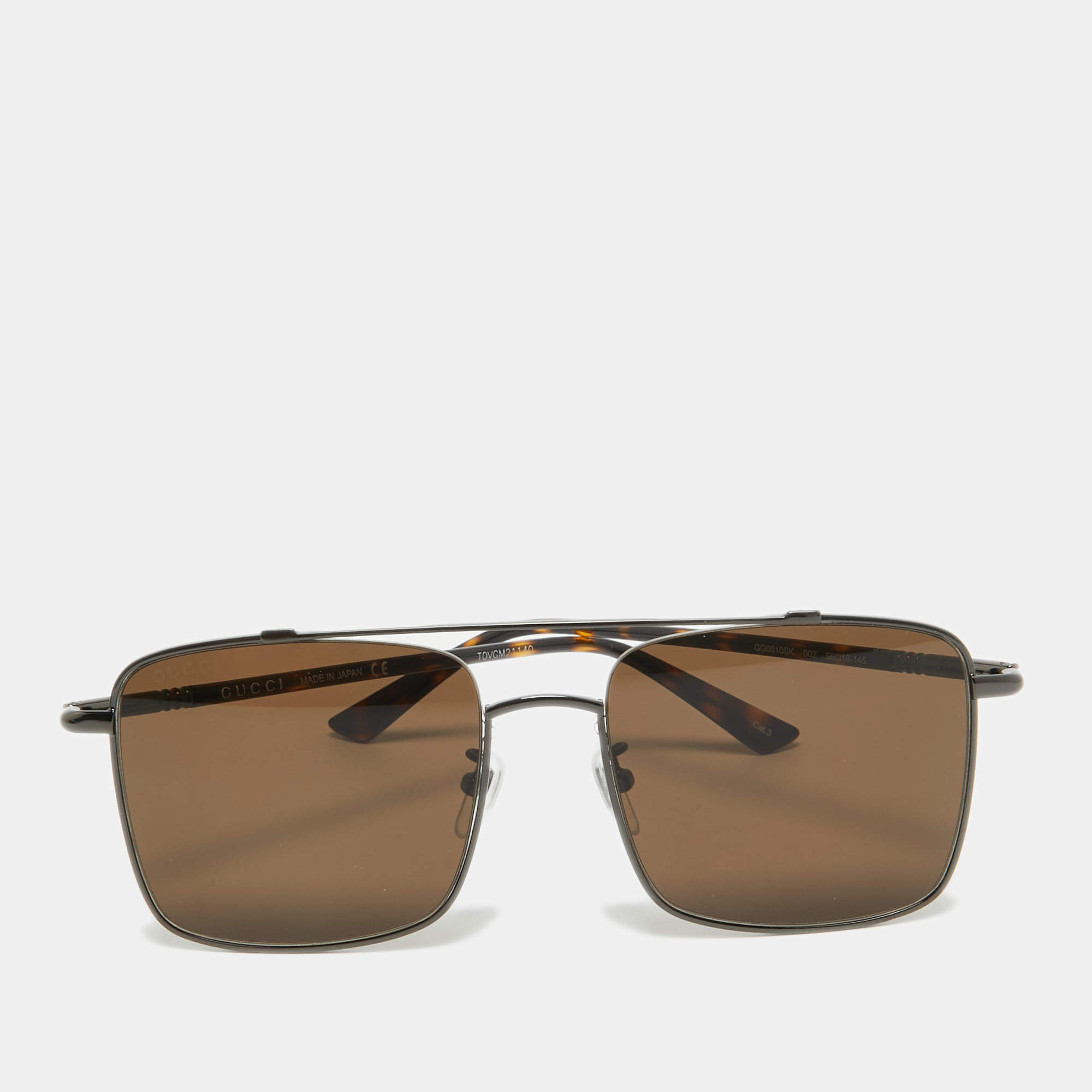 مملوكة مسبقًا Gucci Black/Brown GG0610S Square Sunglasses