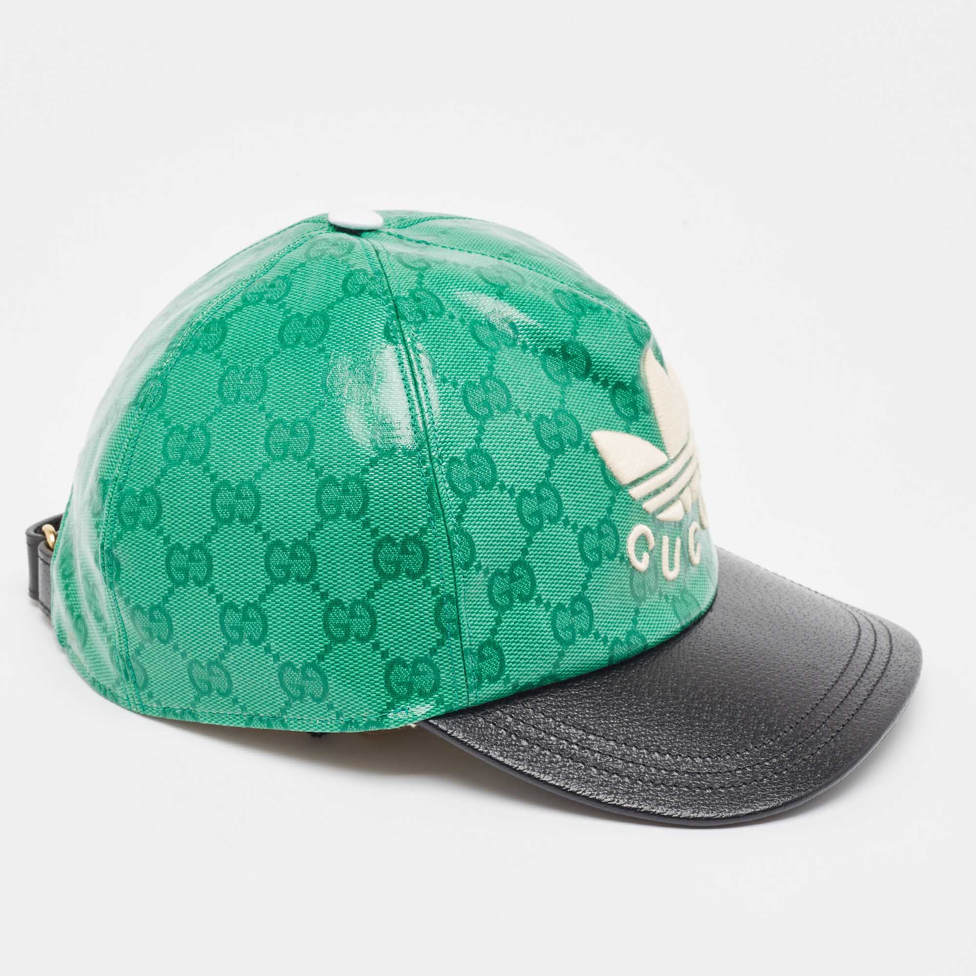 Gucci X Adidas Green GG Supreme Coated Canvas Baseball Cap S