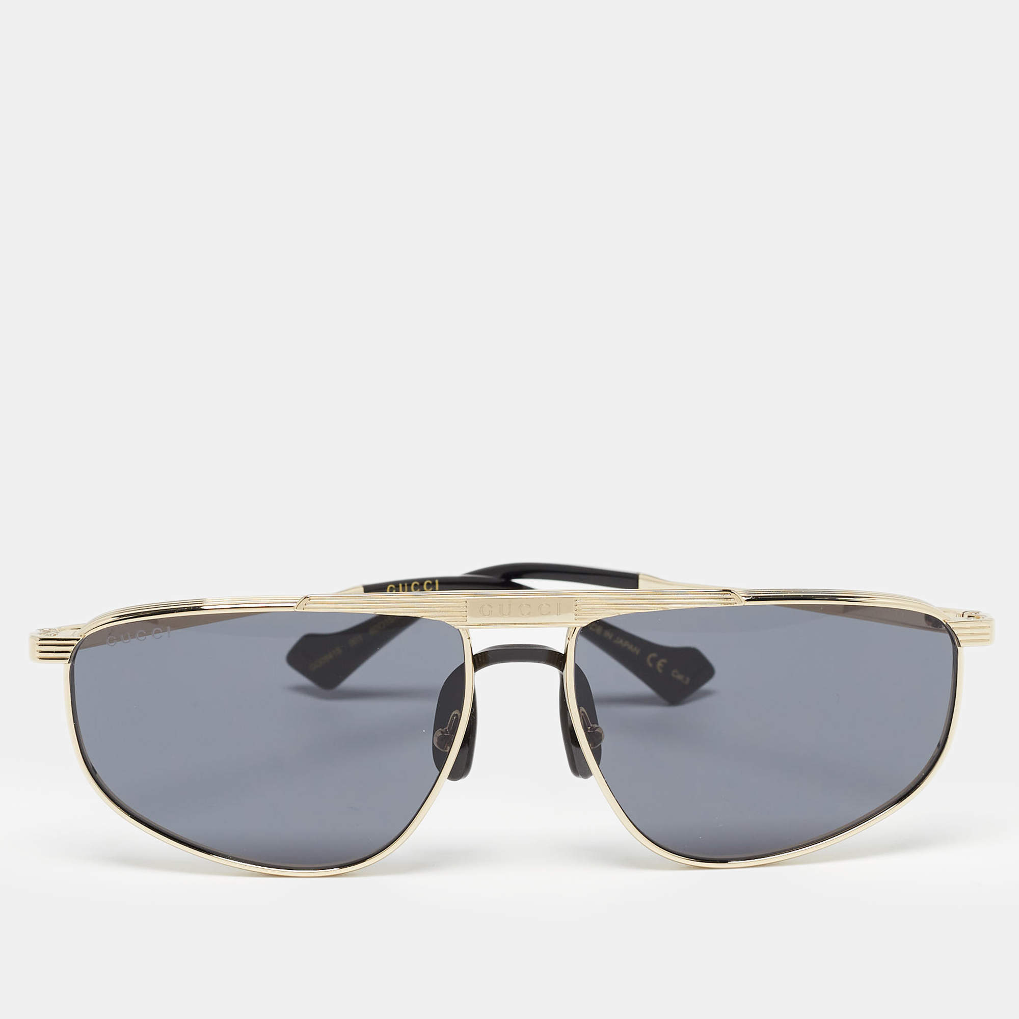 Pre Owned Gucci Black/Gold GG0841S Aviator Sunglasses
