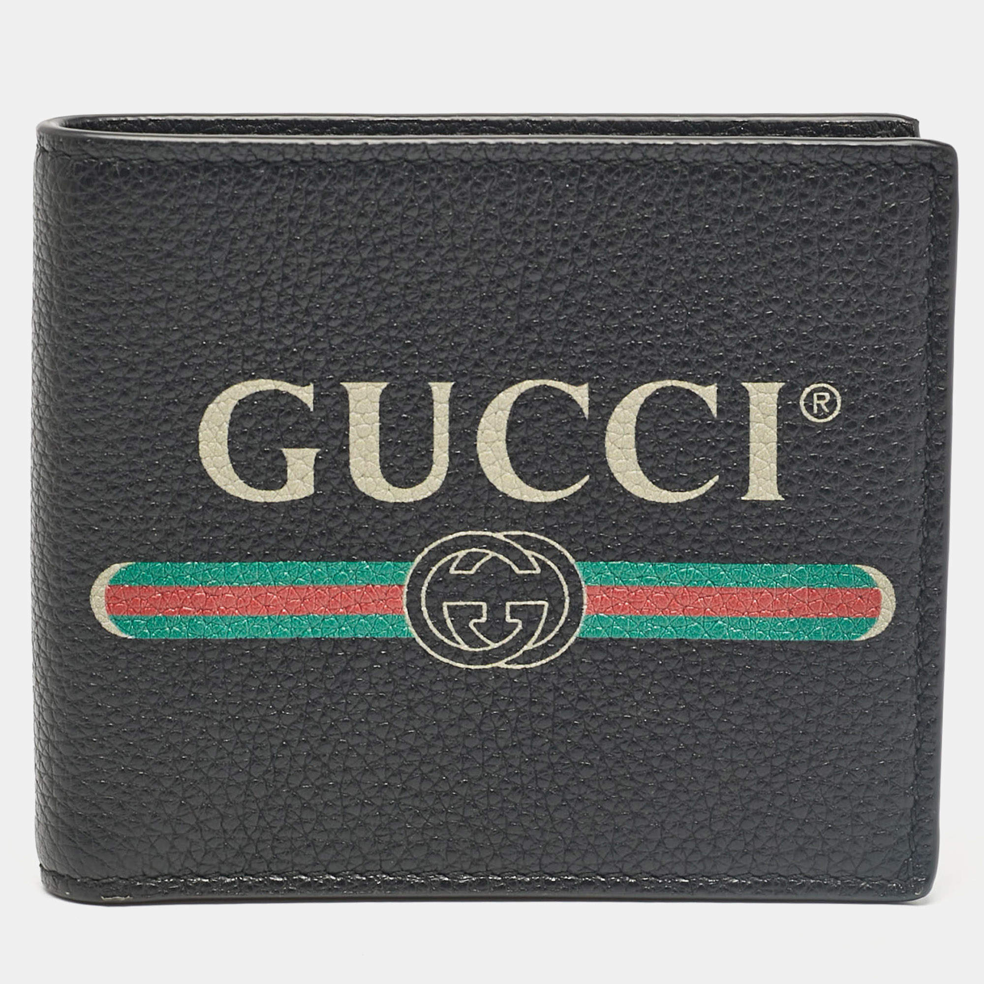 Gucci Black Leather Logo Bifold Wallet