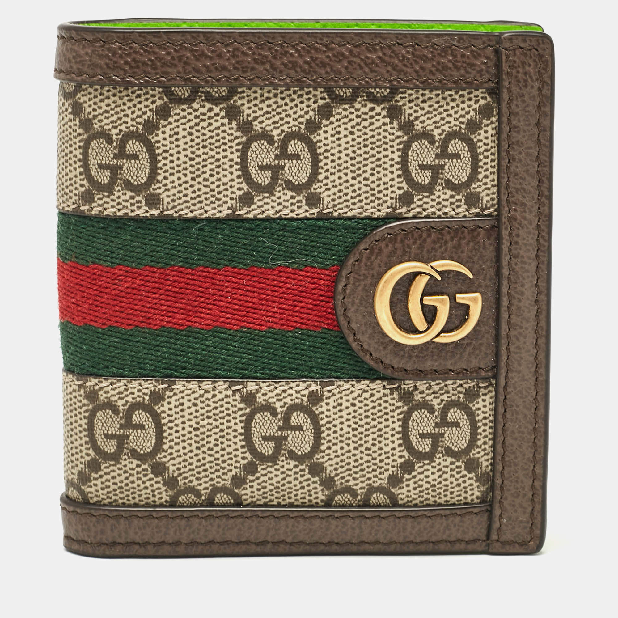Gucci Beige/Ebony GG Supreme Canvas and Leather Ophidia Bifold Wallet