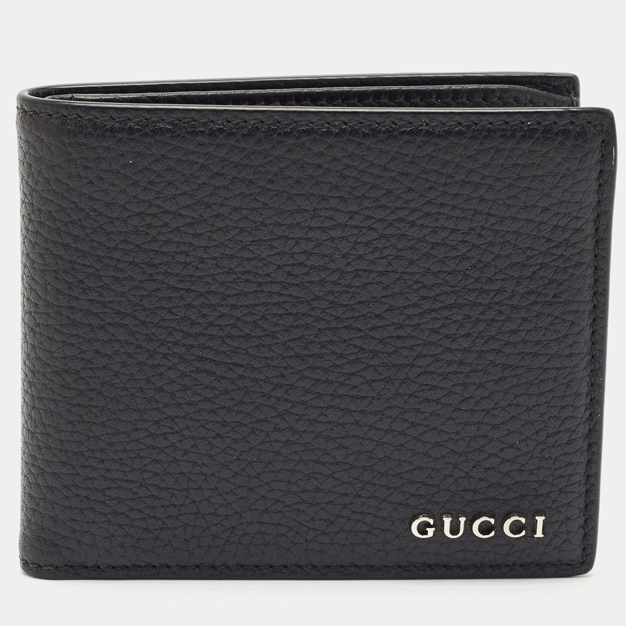 Gucci Black Leather Logo Bifold Wallet