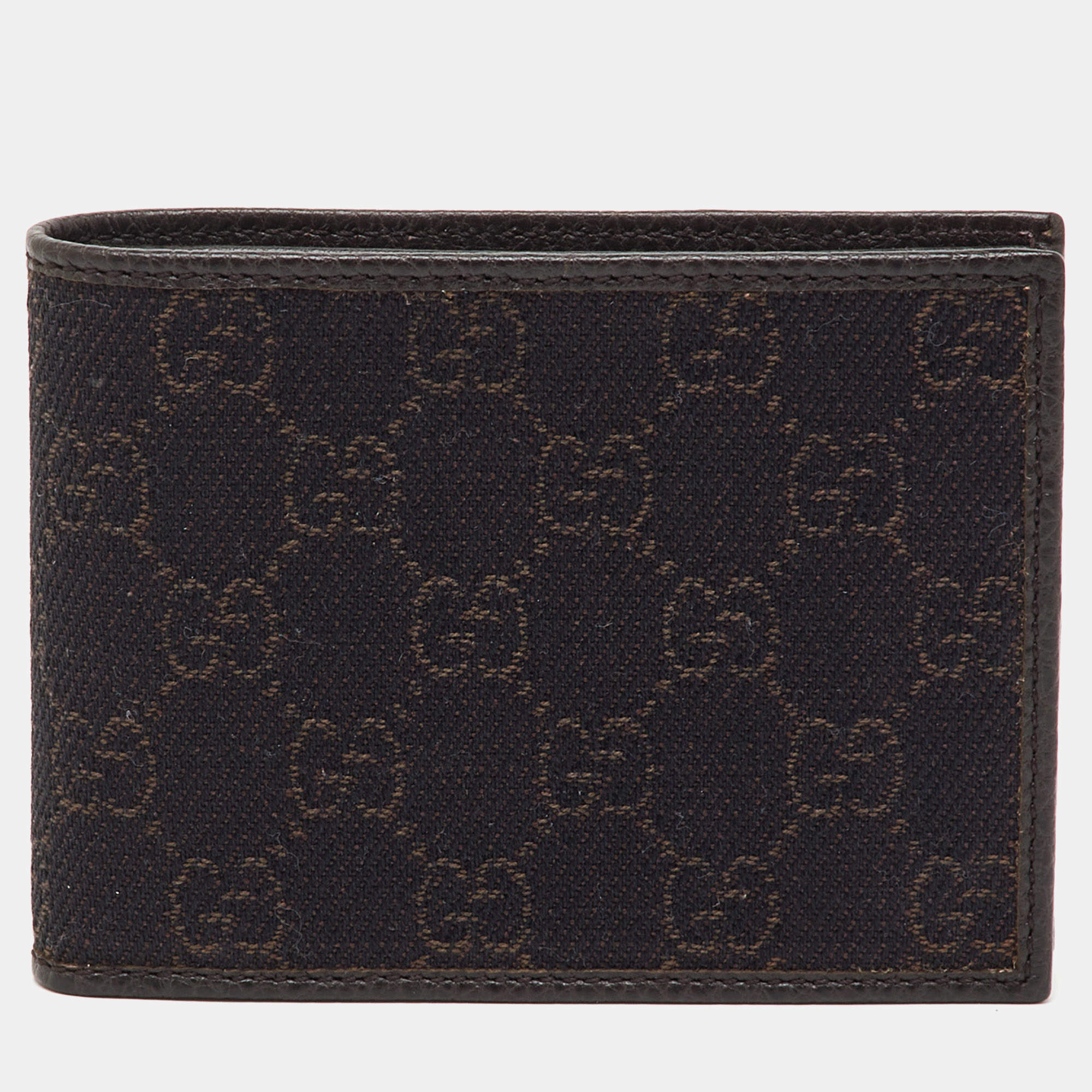 Pre Owned Gucci Dark Brown GG Canvas GG Bifold Wallet