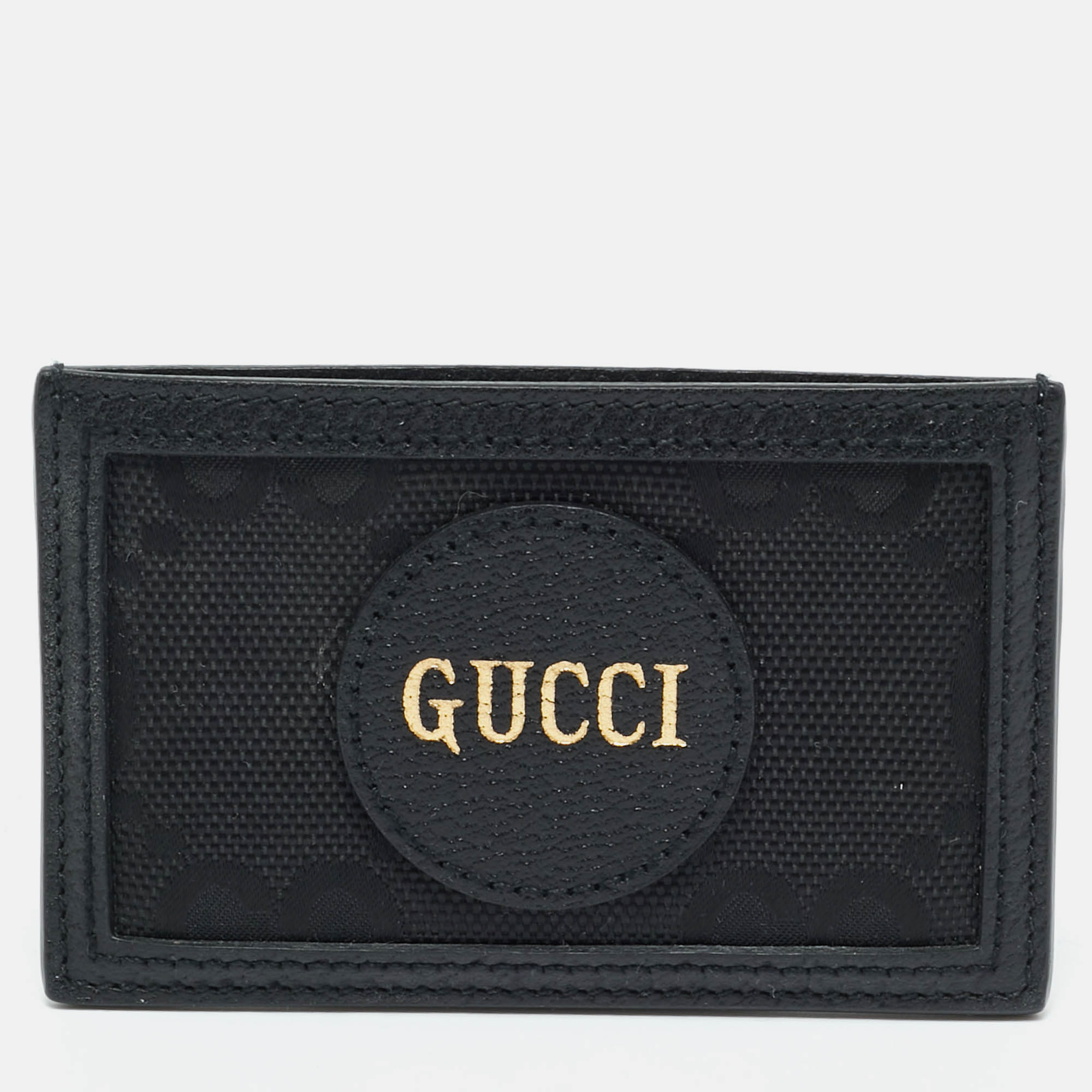 Pre Owned Gucci Black GG Nylon and Leather Off The Grid Card Case