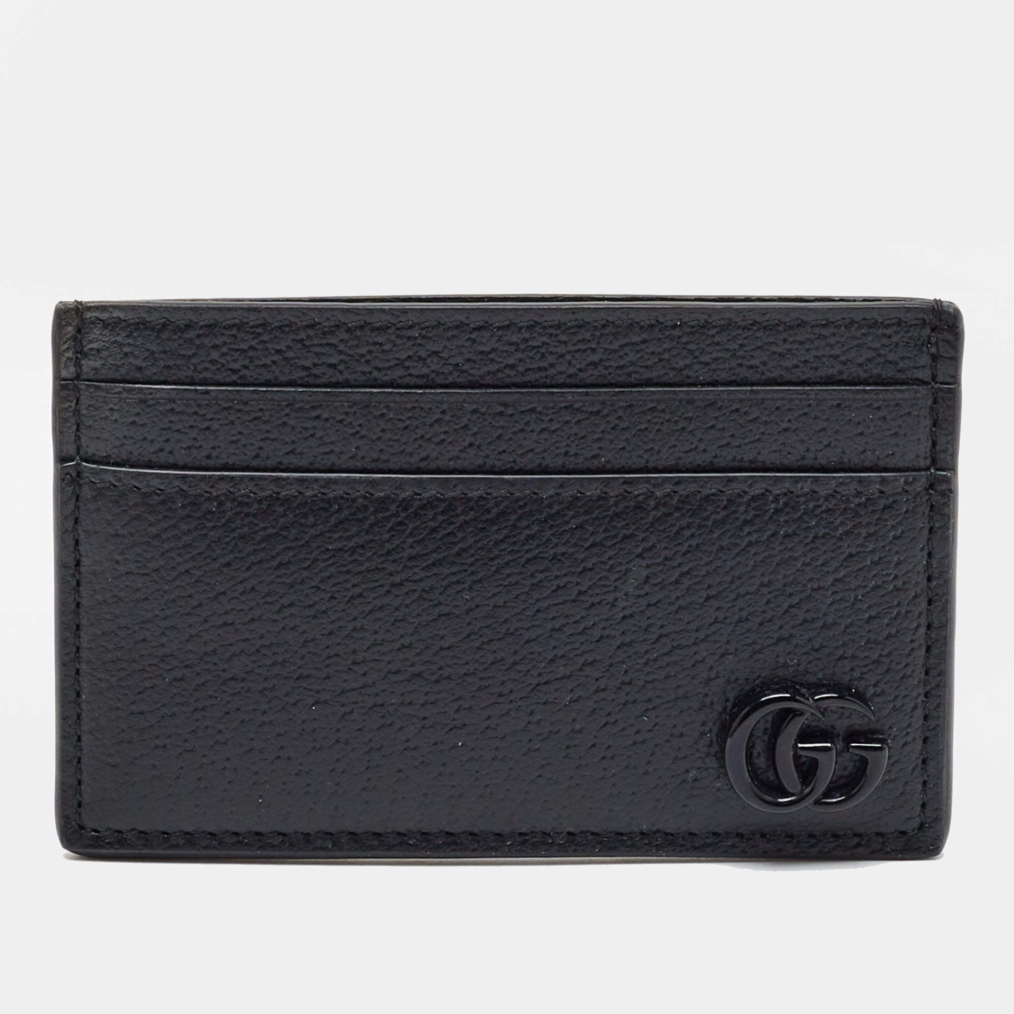 Pre Owned Gucci GG Marmont Black Leather Card Holder