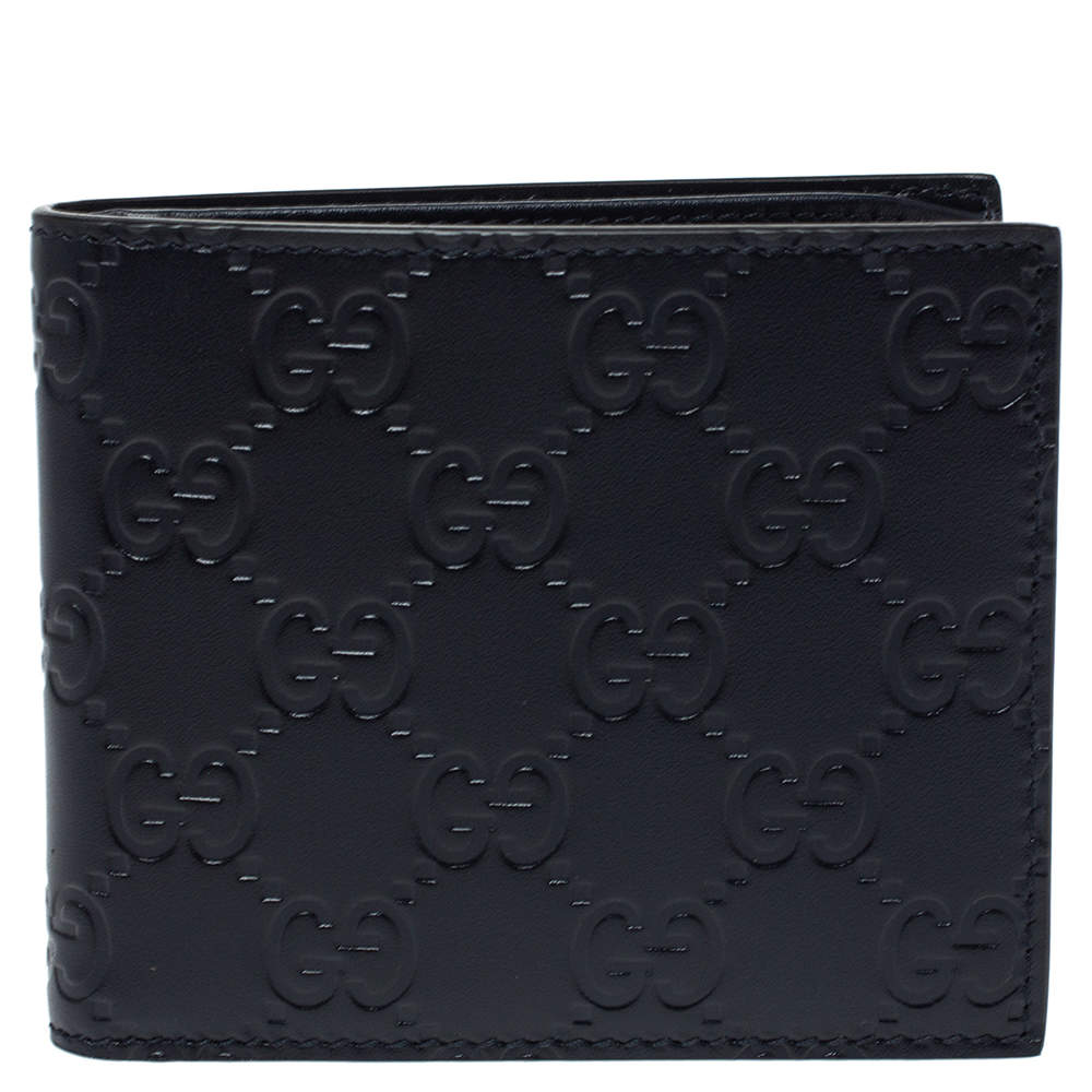 Gucci Navy Blue Guccissima Leather Bifold Wallet