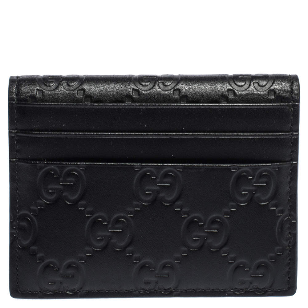Gucci Black Guccissima Leather Bifold Card Holder