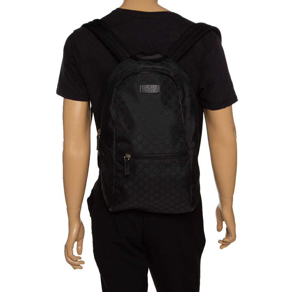 GUCCI GG MONOGRAM NYLON & LEATHER HOLDALL BACKPACK BAG - BLACK – SGN  CLOTHING